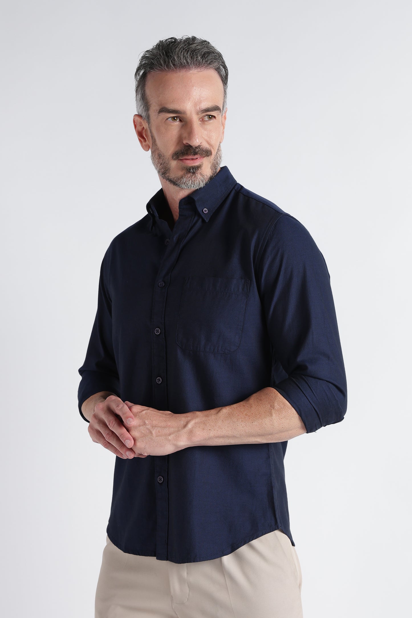 Navy Solid Shirt - Slim Fit Casual
