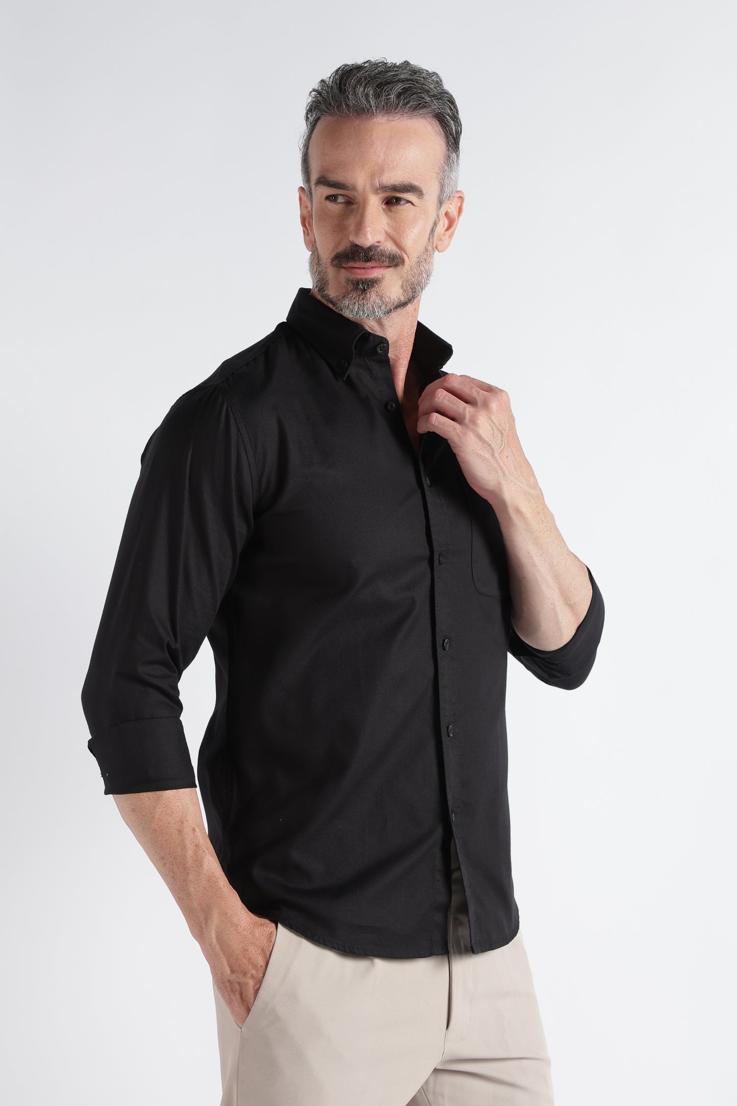 Black Solid Shirt - Slim Fit Casual