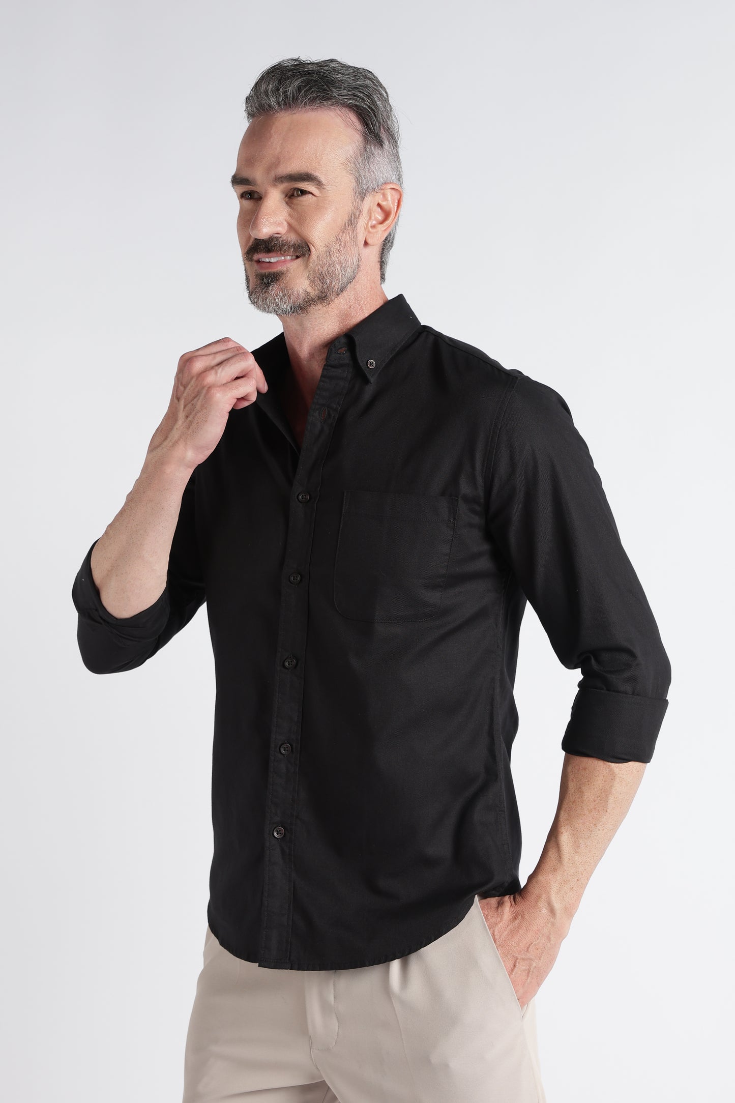 Black Solid Shirt - Slim Fit Casual