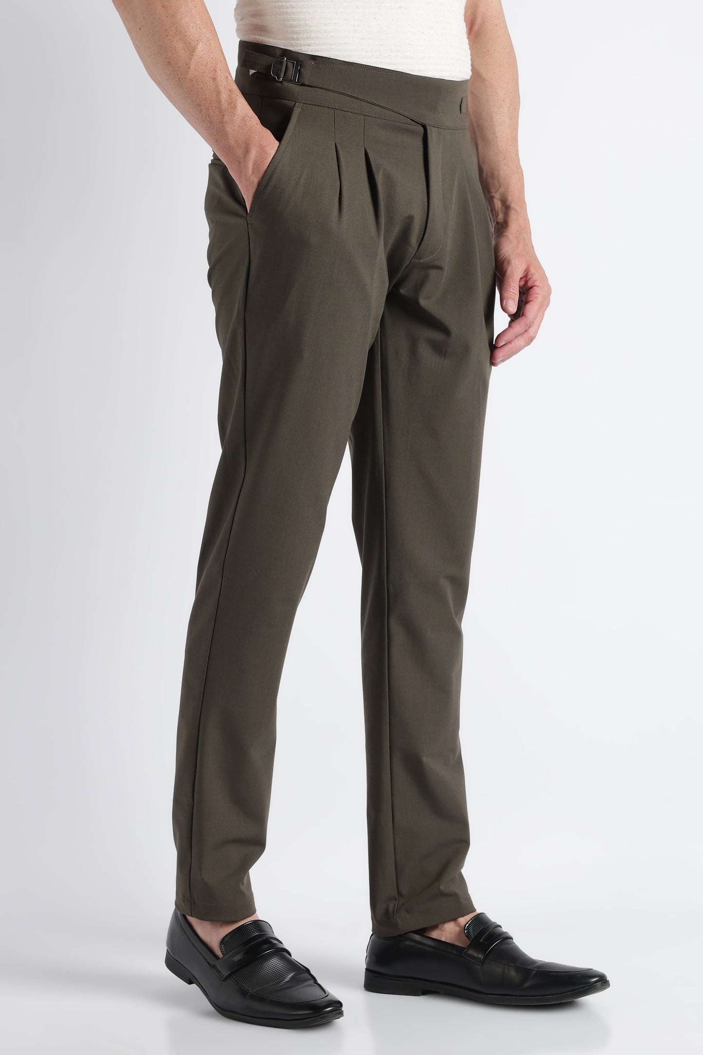 Green Classic Gurkha Trousers - Slim Fit