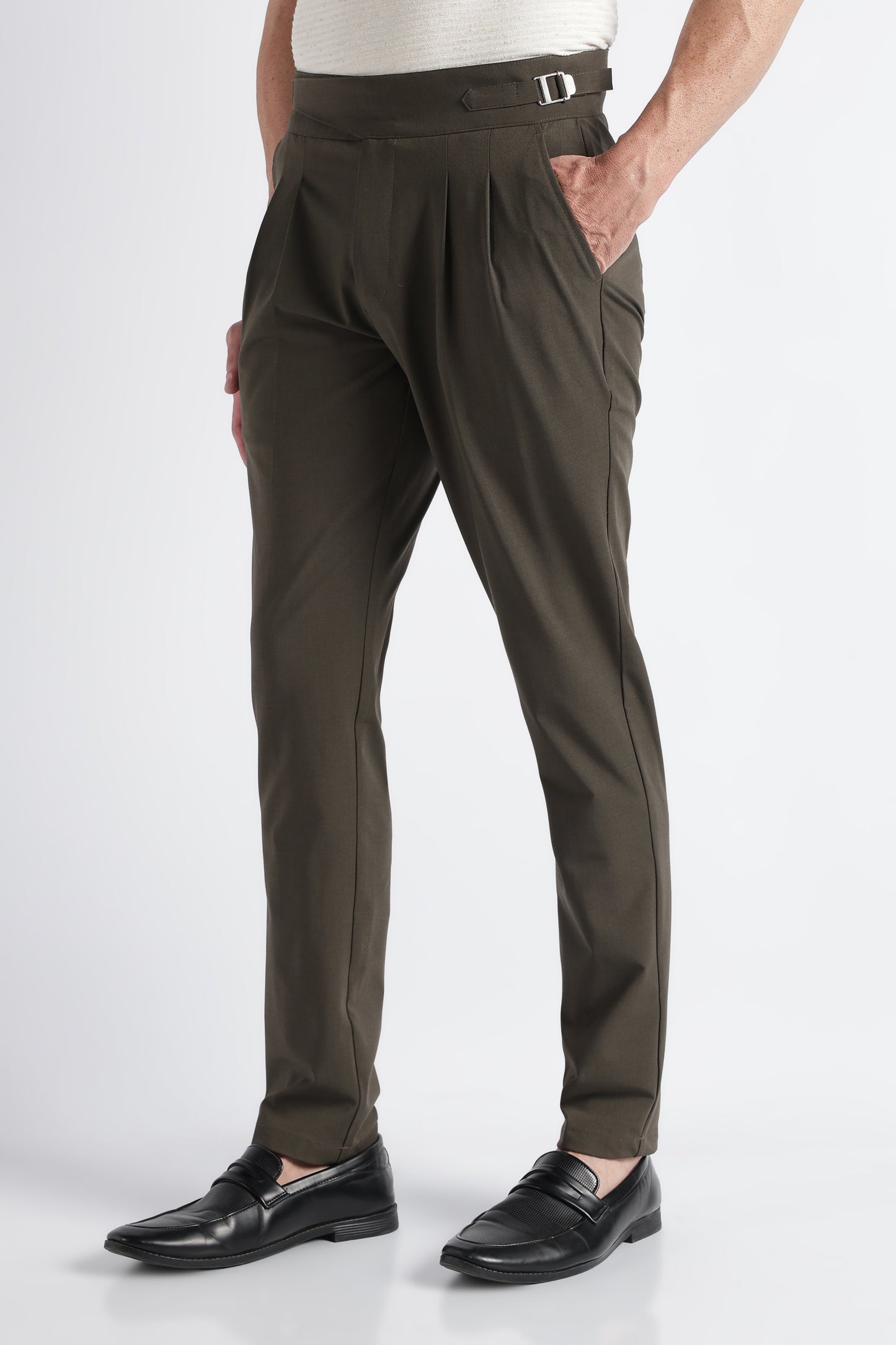 Green Classic Gurkha Trousers - Slim Fit