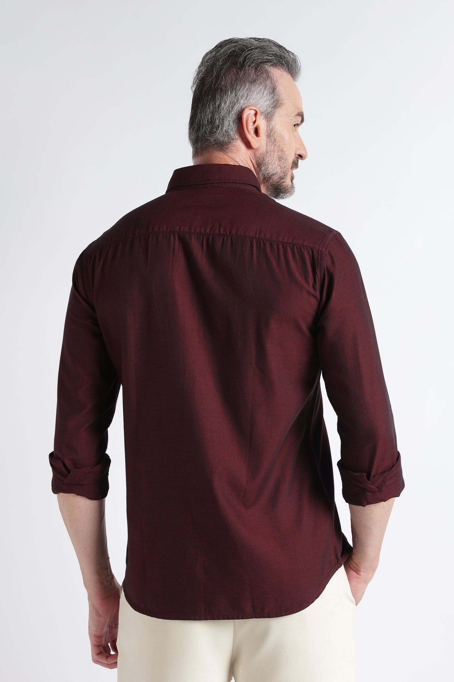 Maroon Solid Shirt - Slim Fit Casual