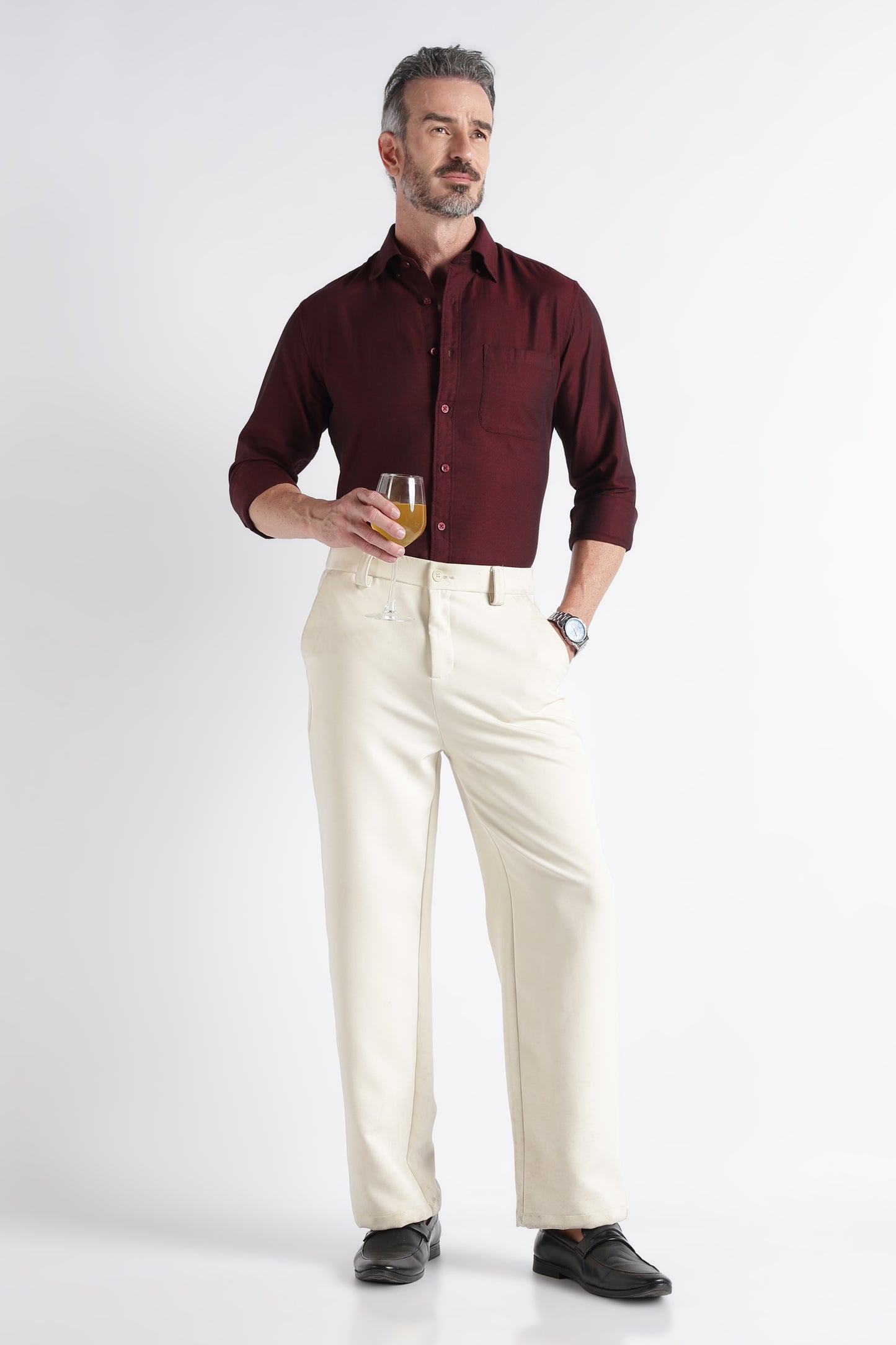Maroon Solid Shirt - Slim Fit Casual