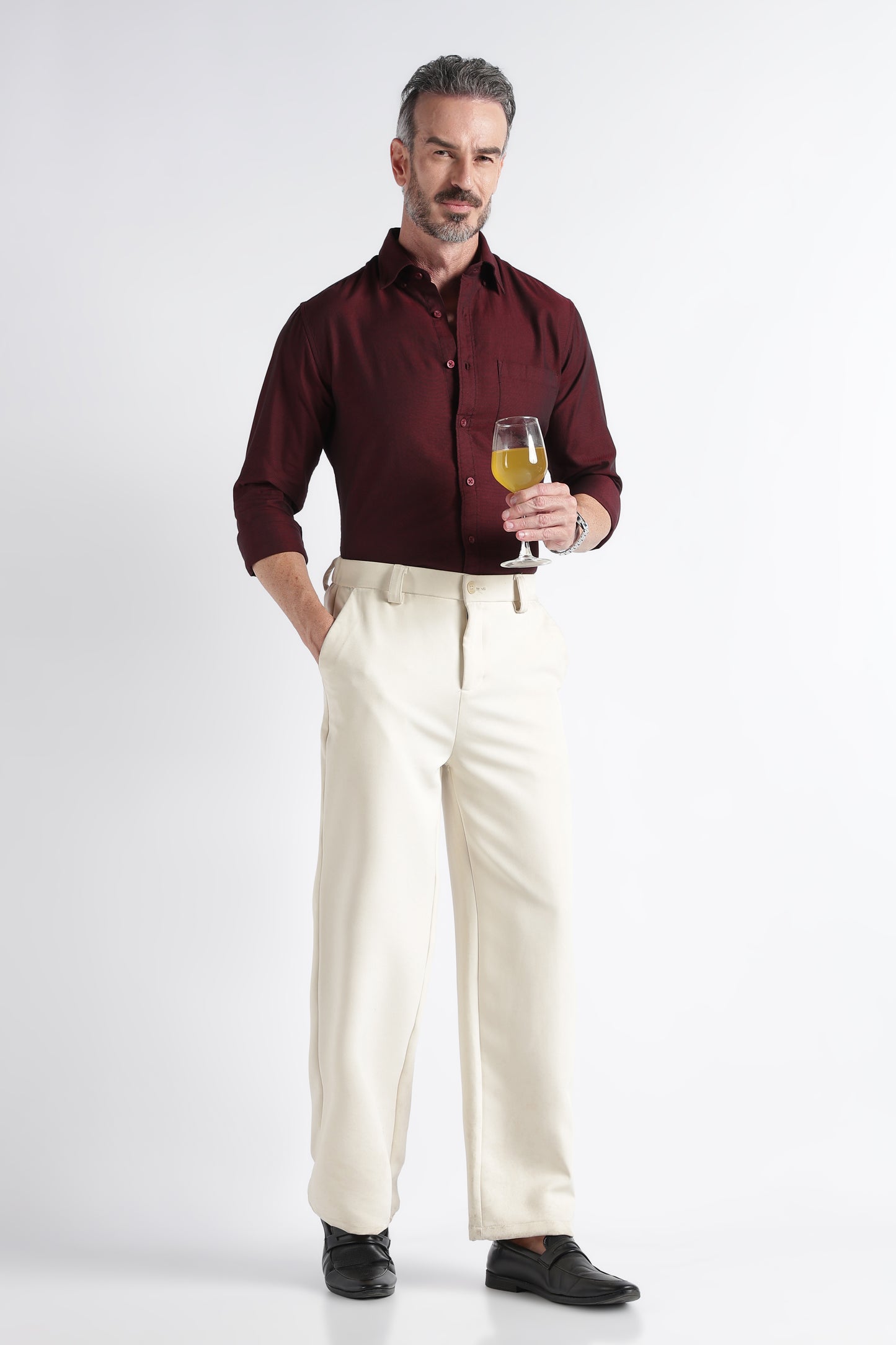 Maroon Solid Shirt - Slim Fit Casual