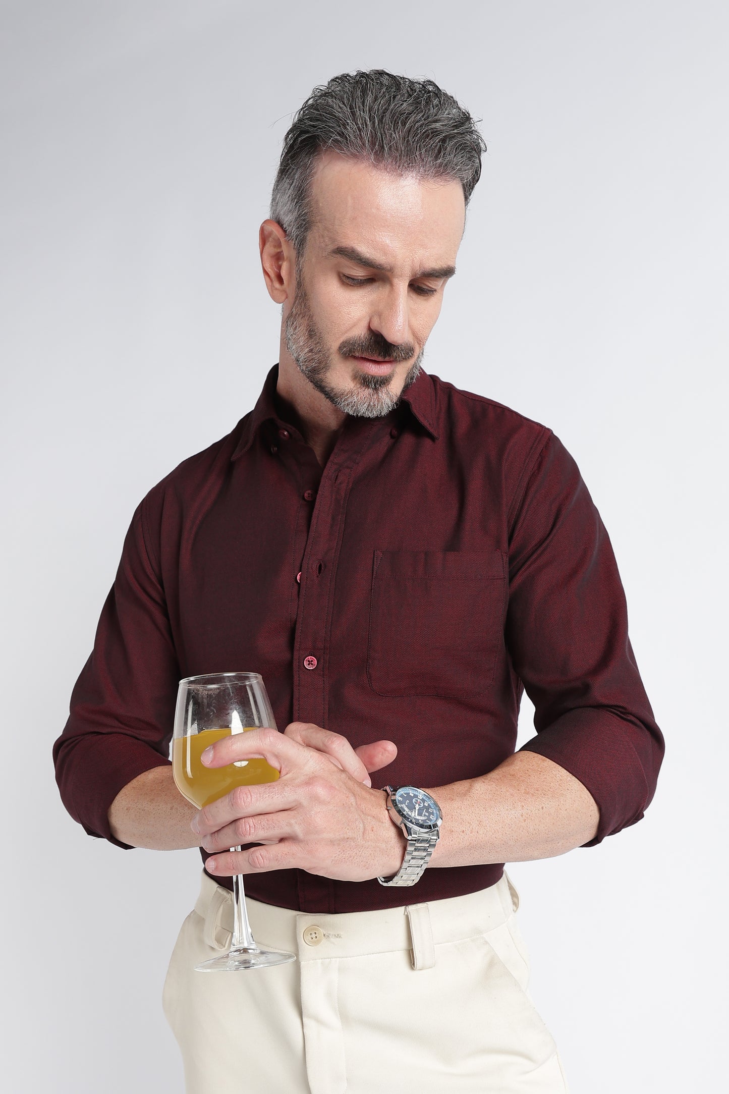 Maroon Solid Shirt - Slim Fit Casual
