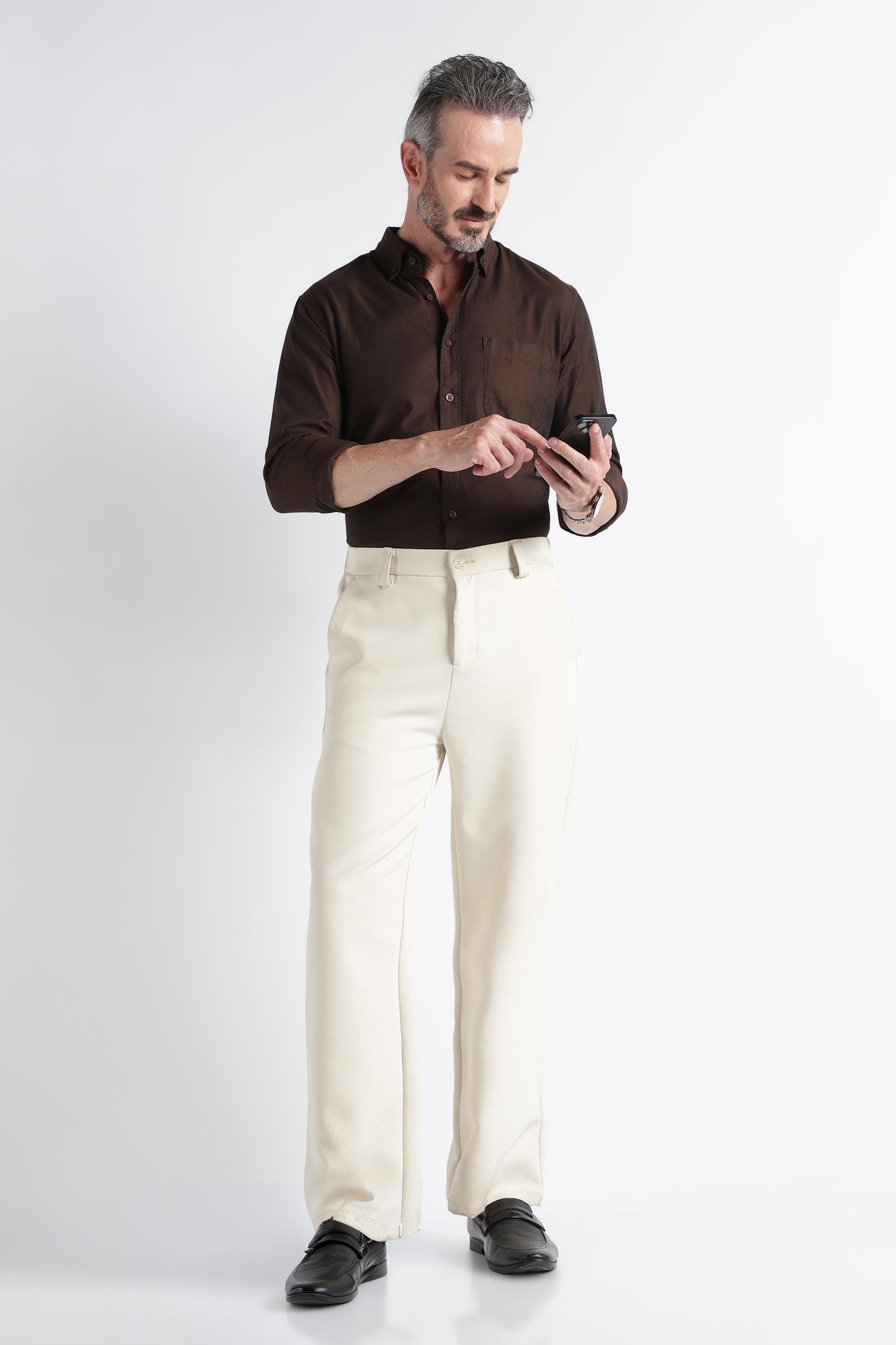 Dark Brown Solid Shirt - Slim Fit Casual