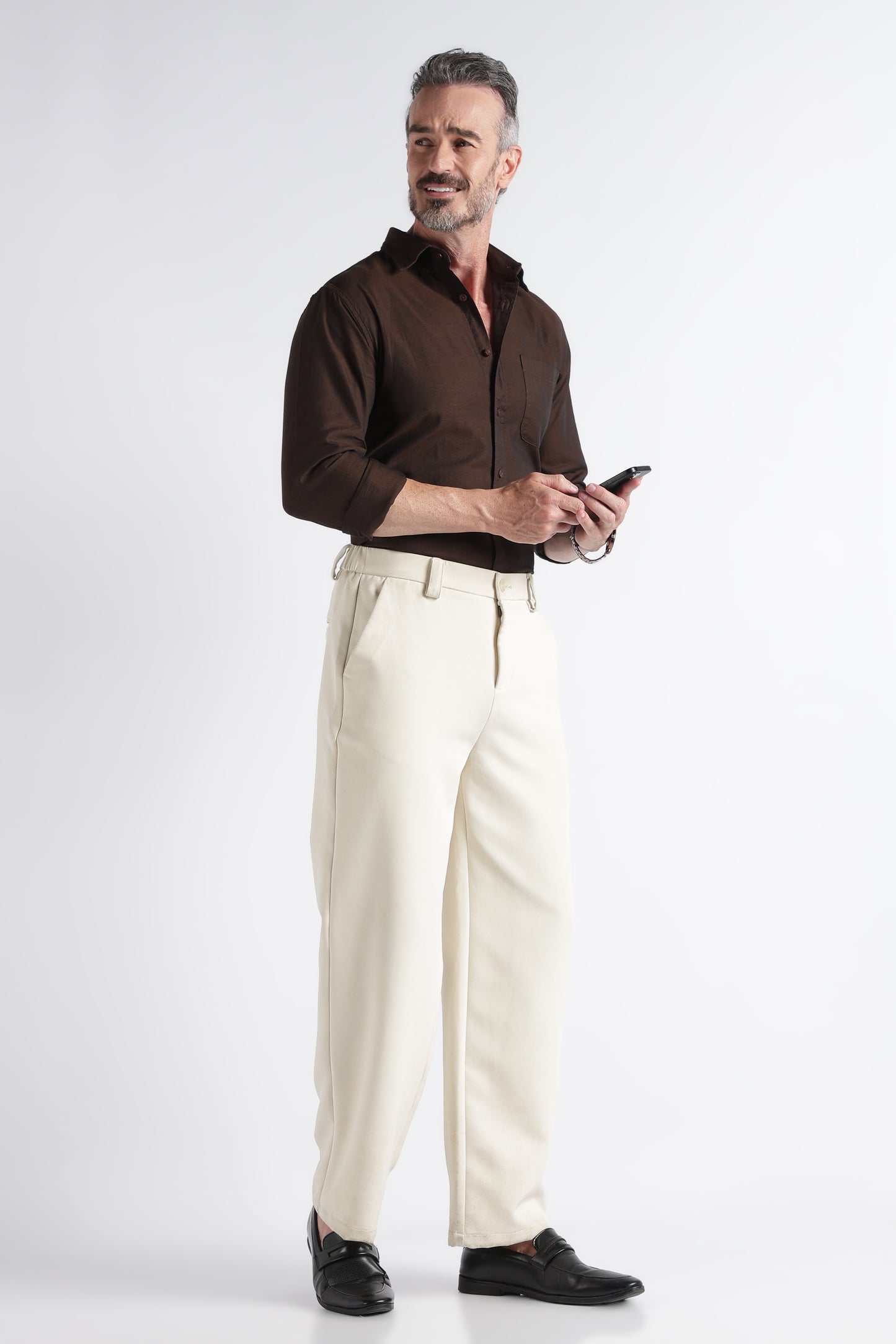 Dark Brown Solid Shirt - Slim Fit Casual