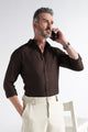 Dark Brown Solid Shirt - Slim Fit Casual