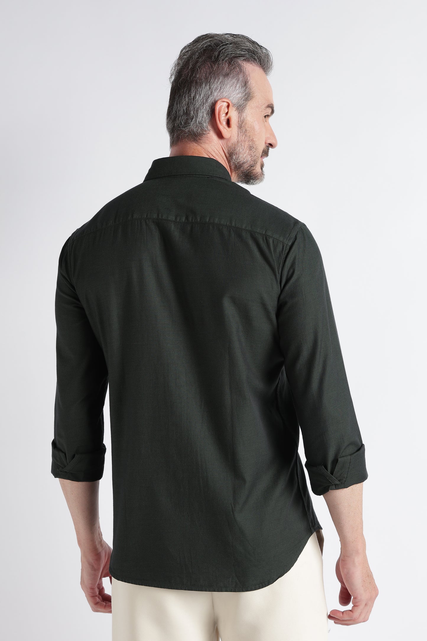 Dark Green Solid Shirt - Slim Fit Casual