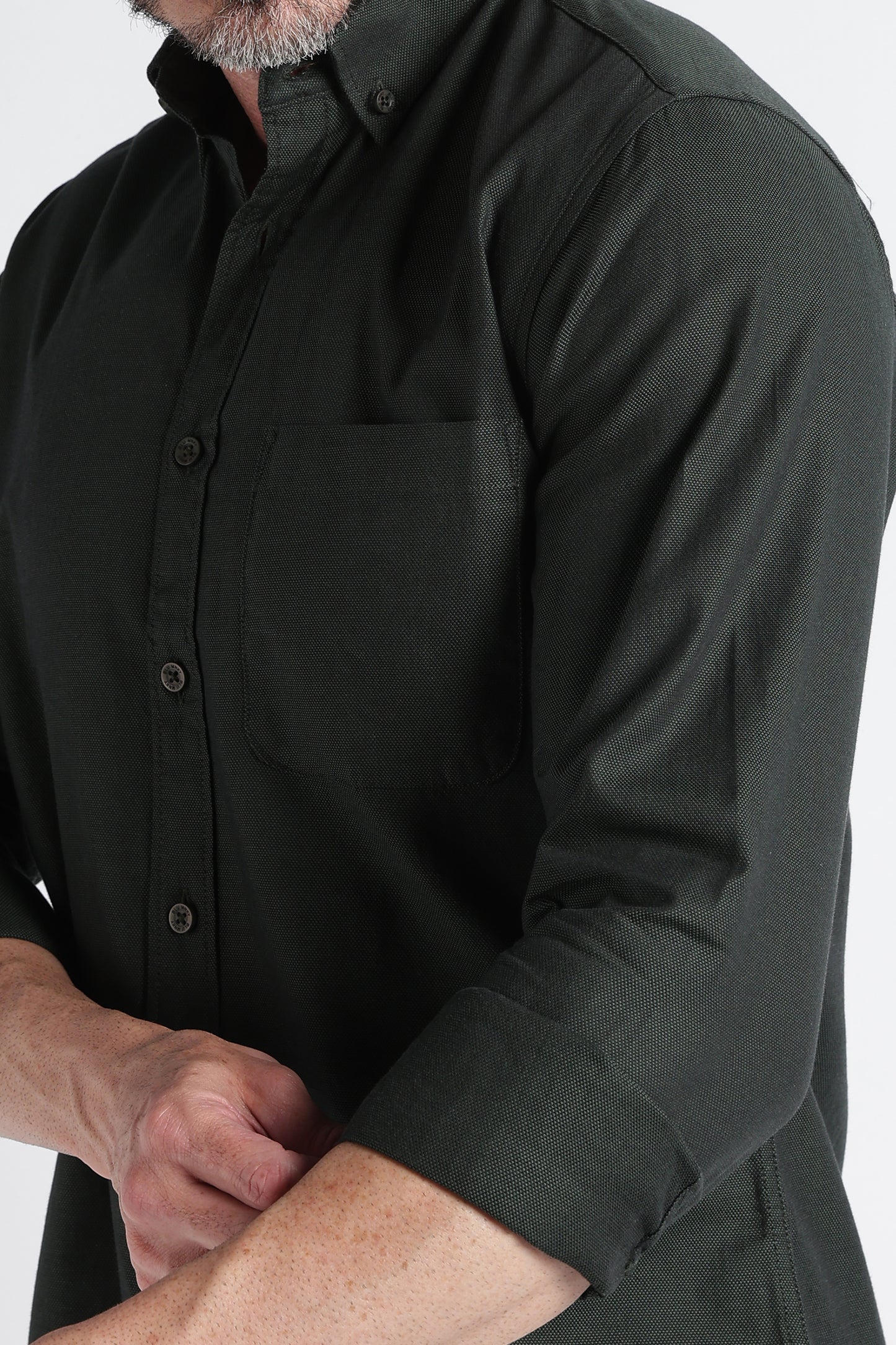 Dark Green Solid Shirt - Slim Fit Casual