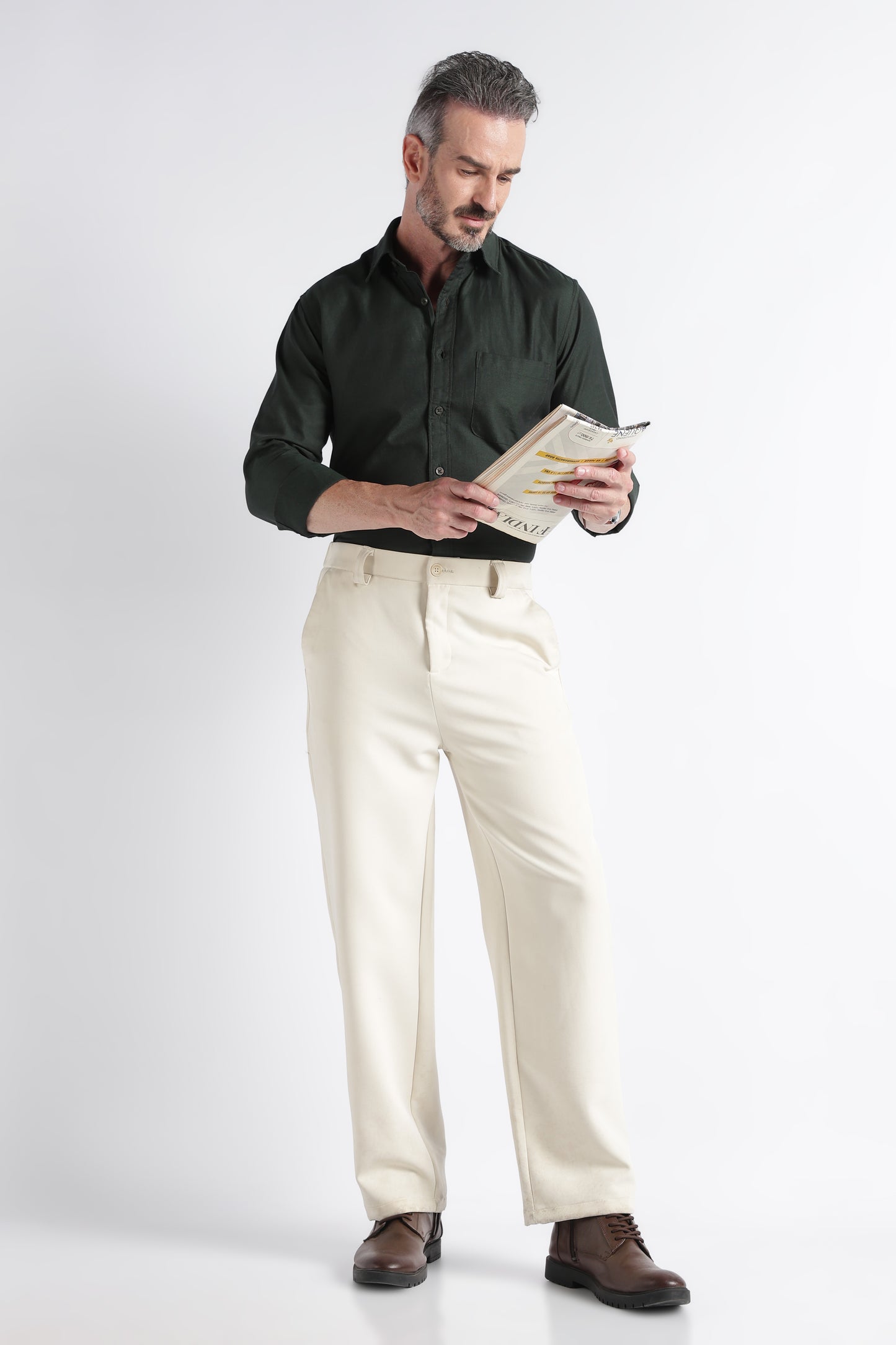 Dark Green Solid Shirt - Slim Fit Casual