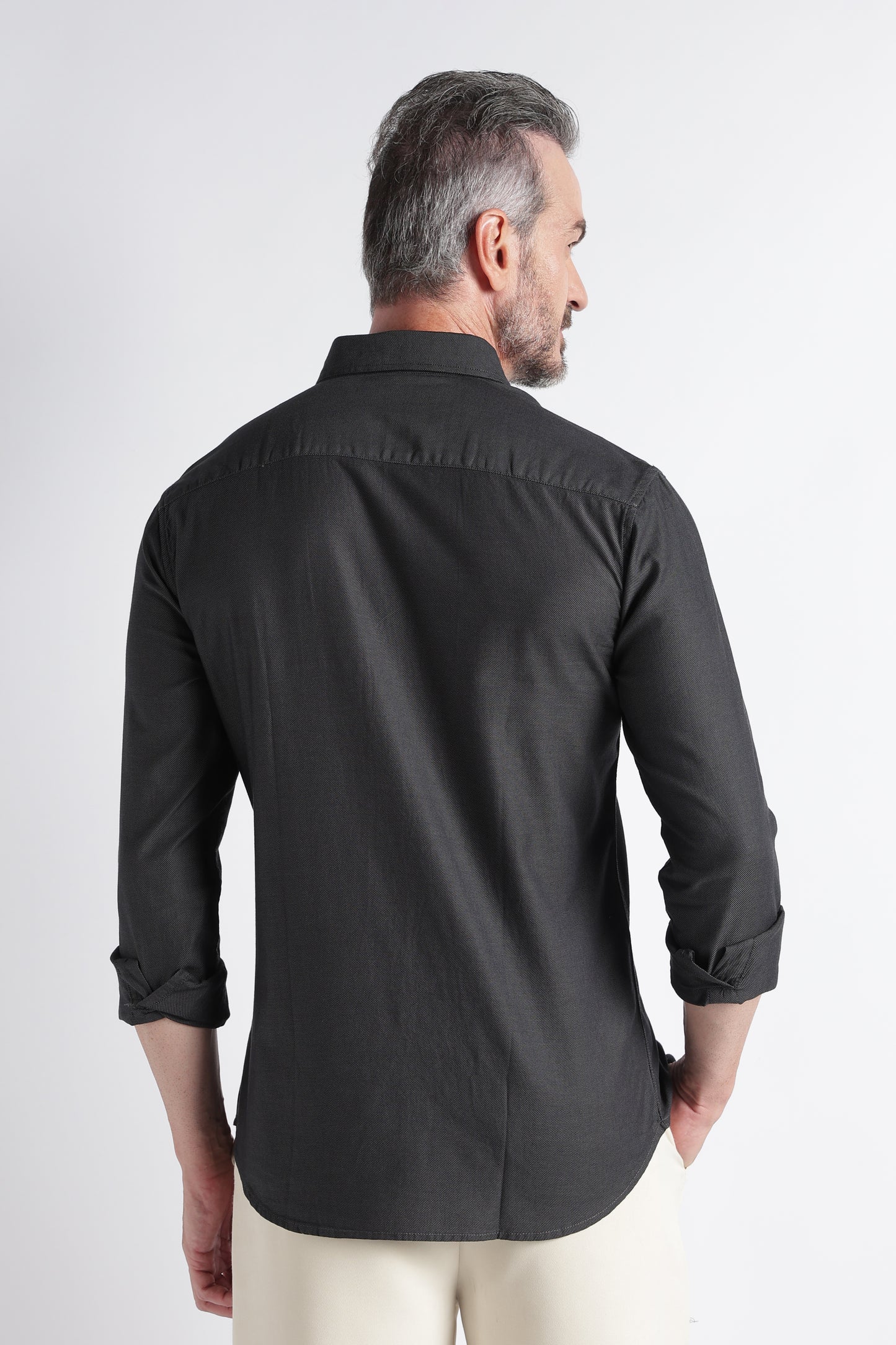 Dark Grey Solid Shirt - Slim Fit Casual