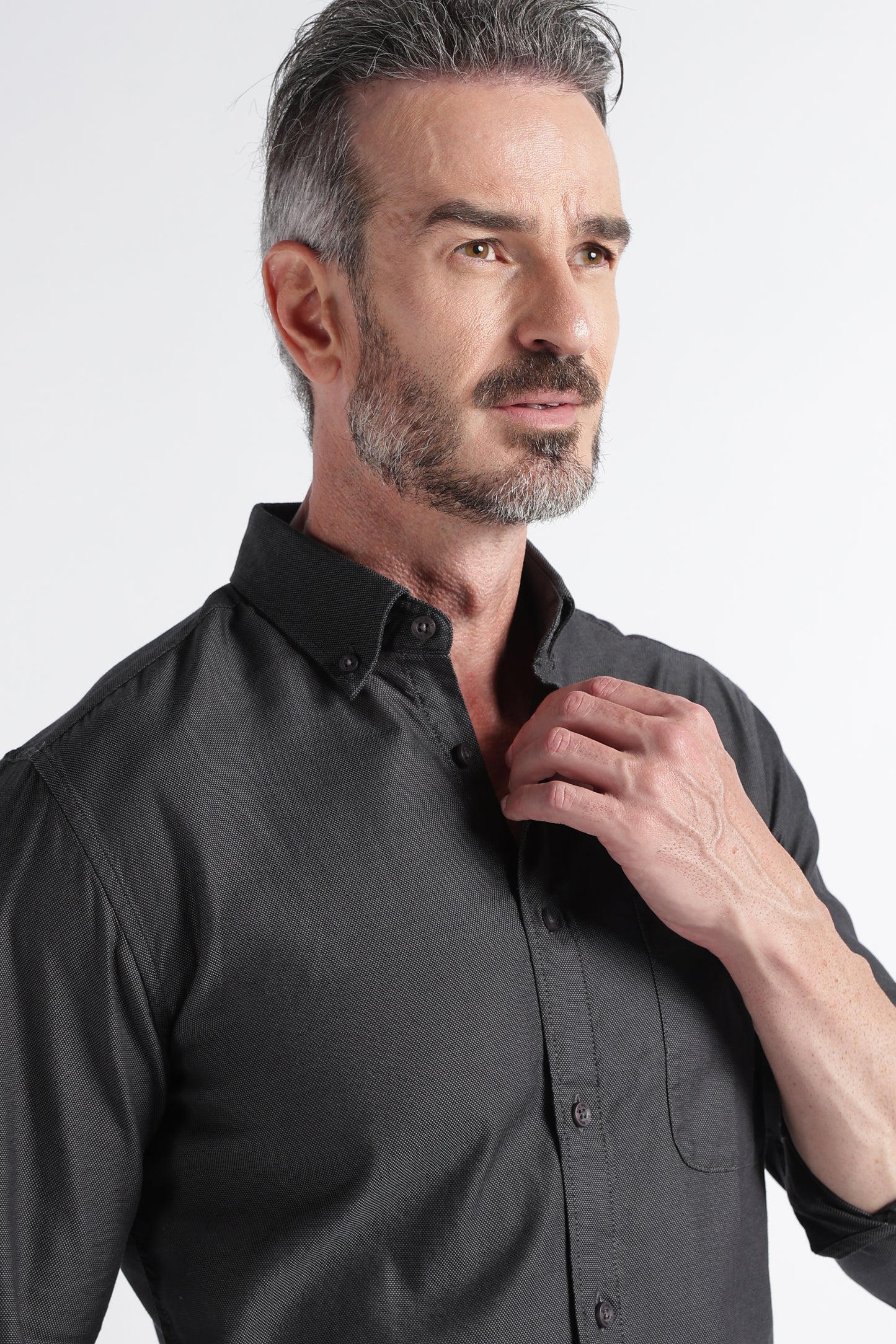 Dark Grey Solid Shirt - Slim Fit Casual
