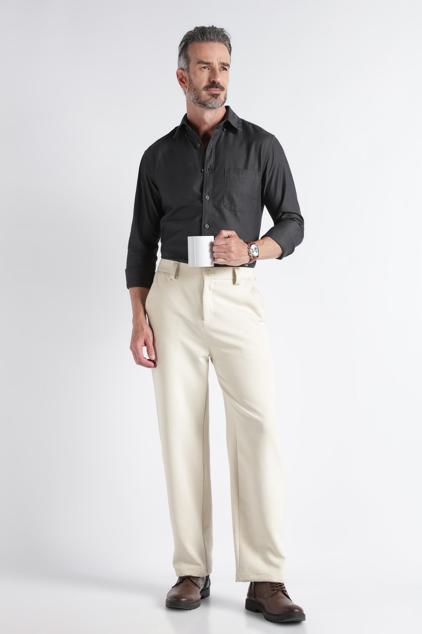 Dark Grey Solid Shirt - Slim Fit Casual