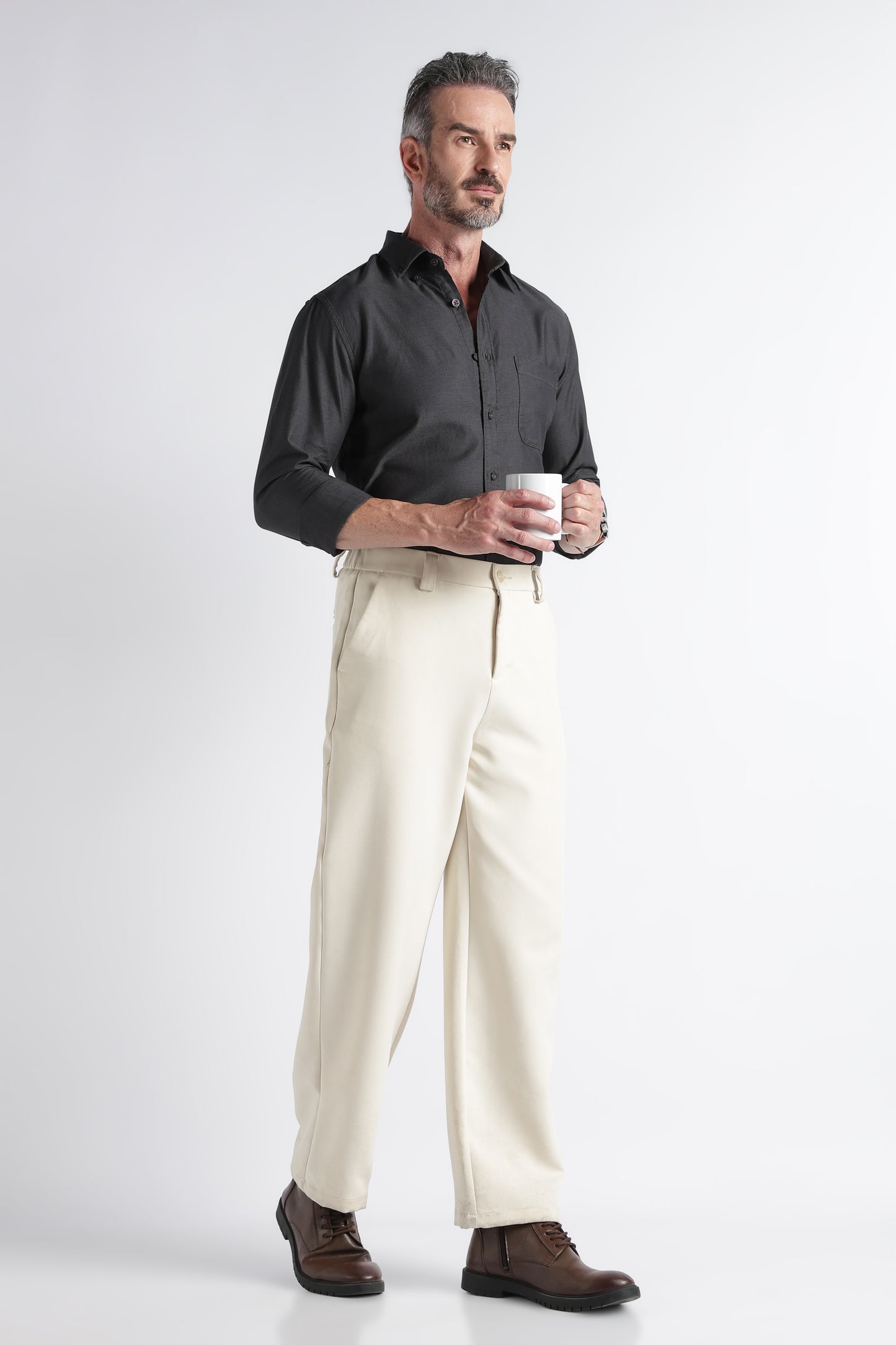 Dark Grey Solid Shirt - Slim Fit Casual