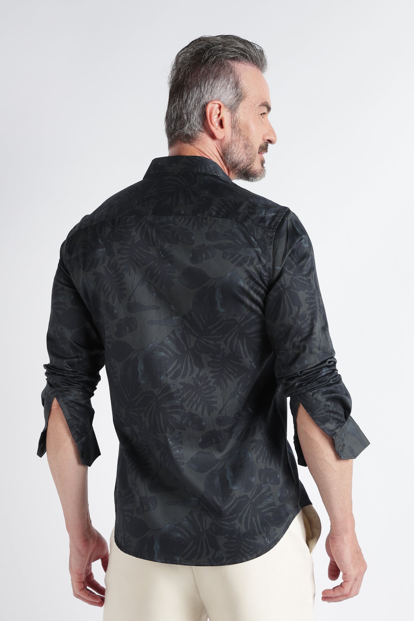Green Navy Floral Print Shirt - Slim Fit Party Wear
