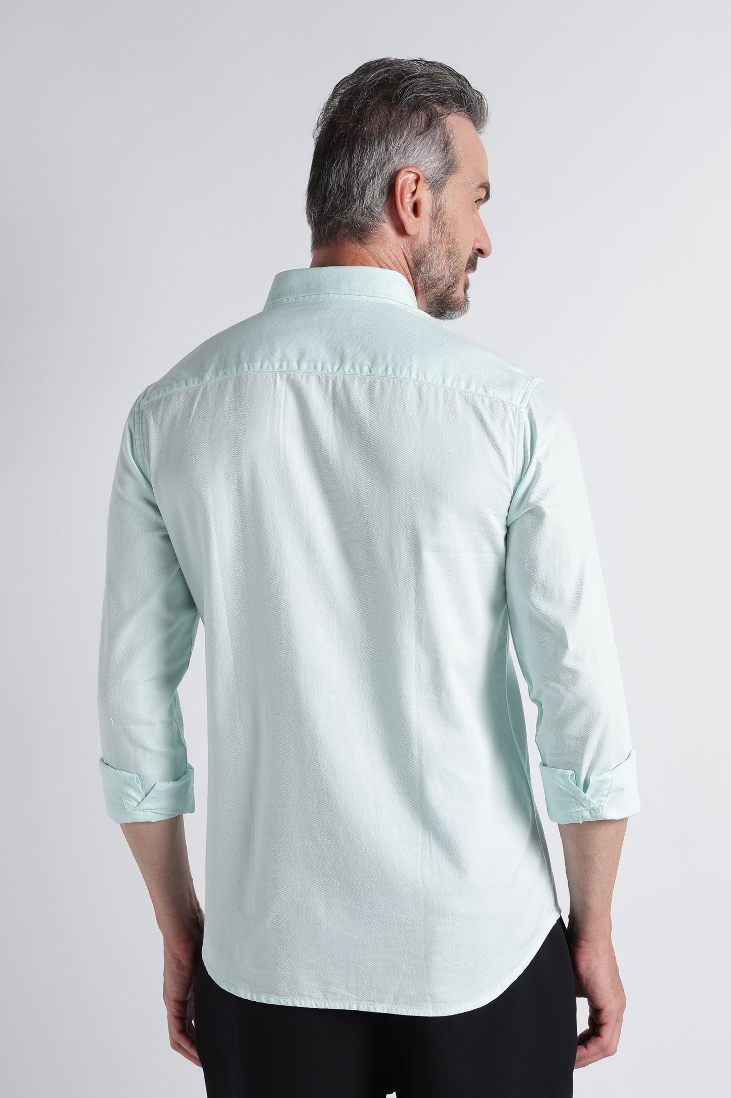 Light Green Solid Shirt - Slim Fit Casual