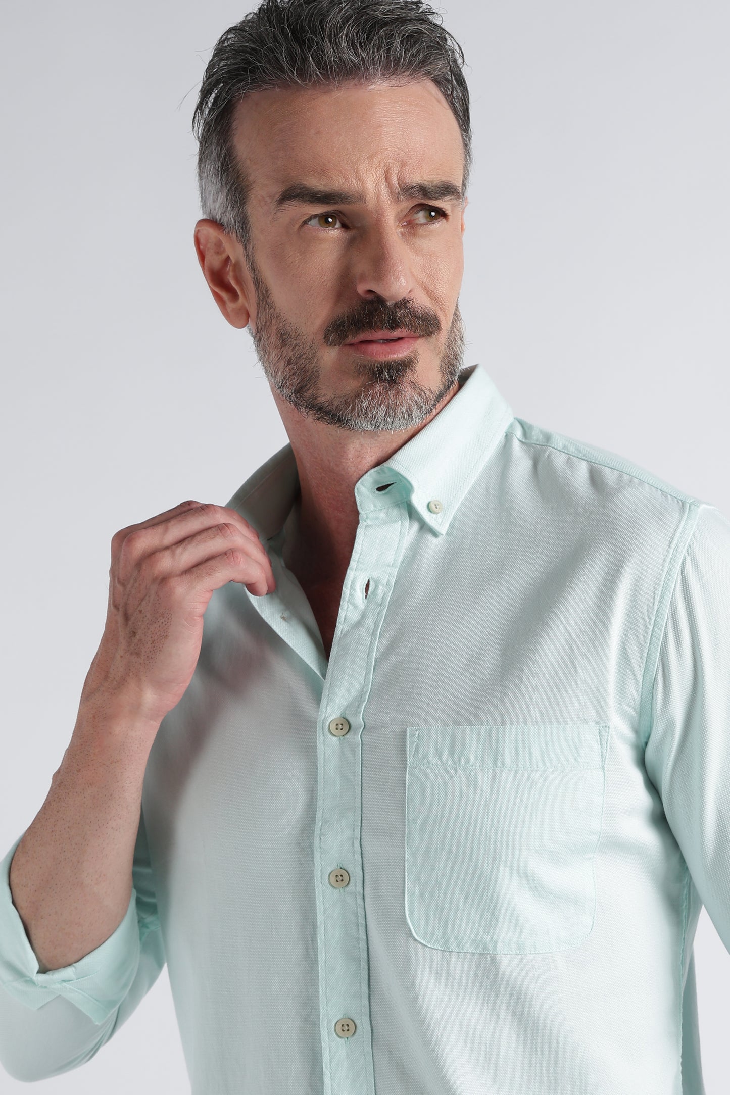 Light Green Solid Shirt - Slim Fit Casual