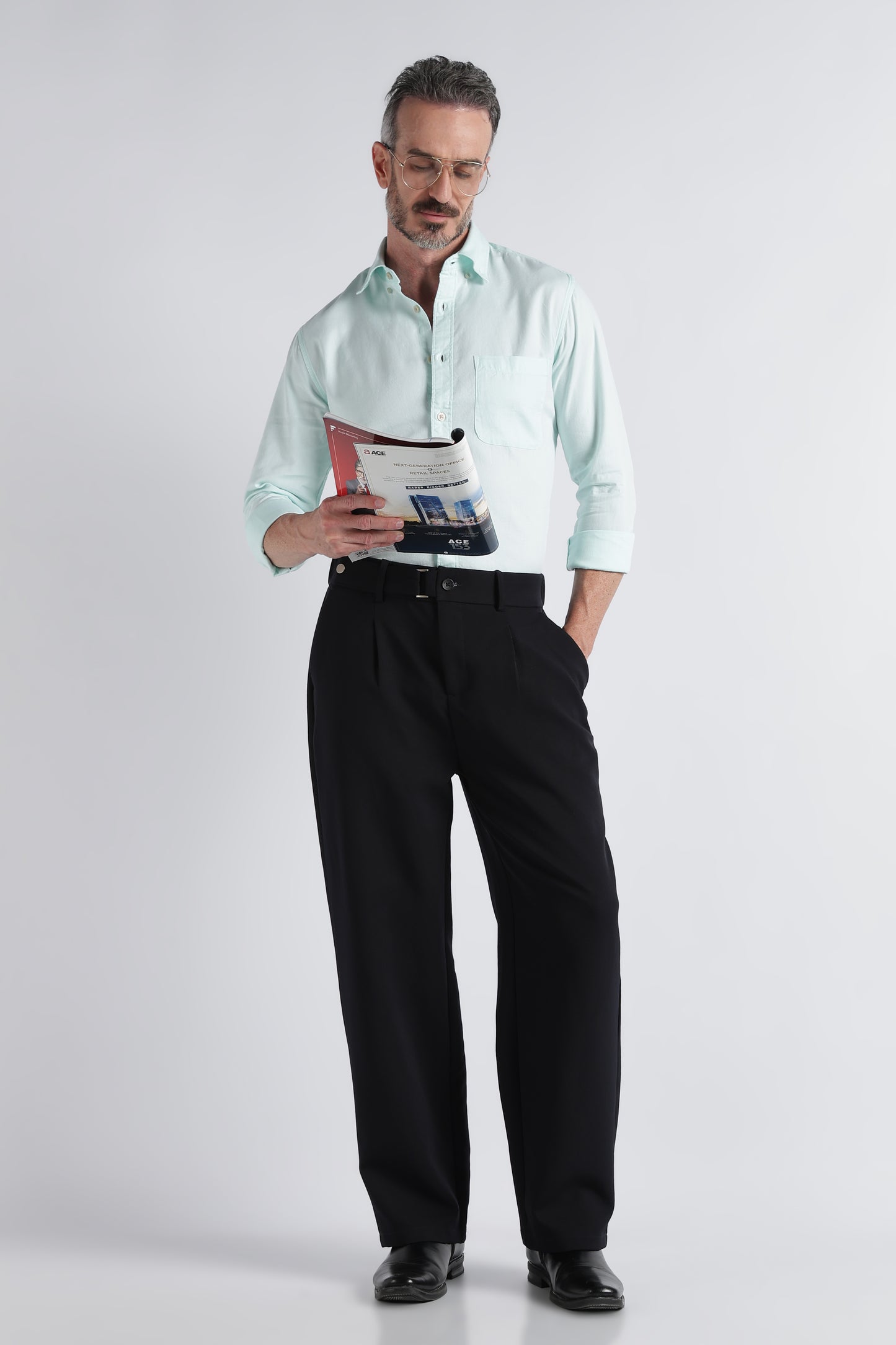 Light Green Solid Shirt - Slim Fit Casual