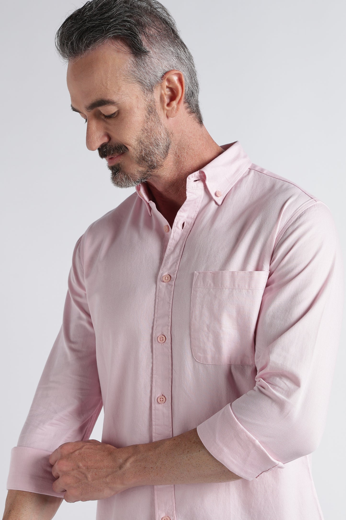 Light Pink Solid Shirt - Slim Fit Casual