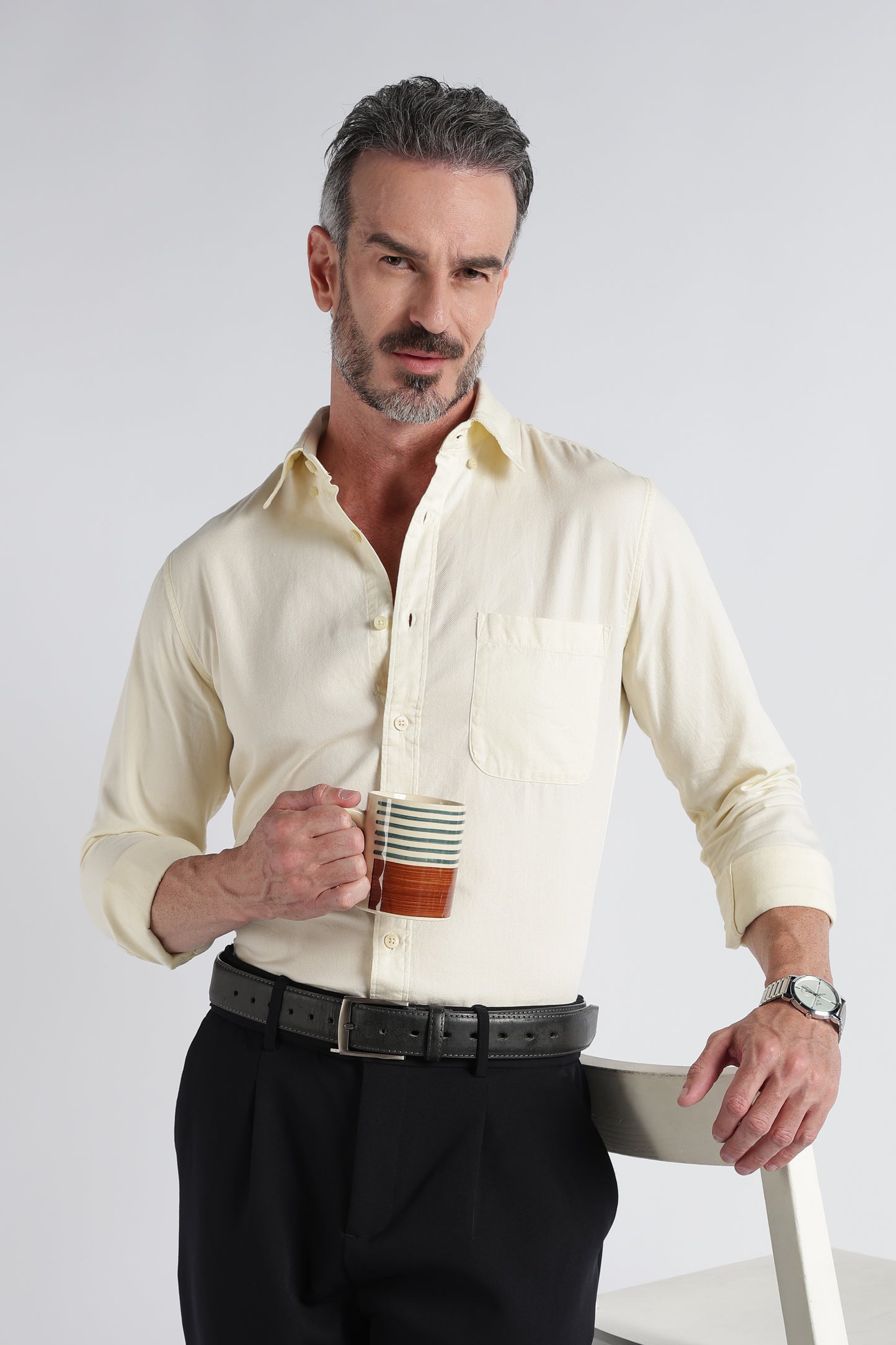 Yellow Solid Shirt - Slim Fit Casual