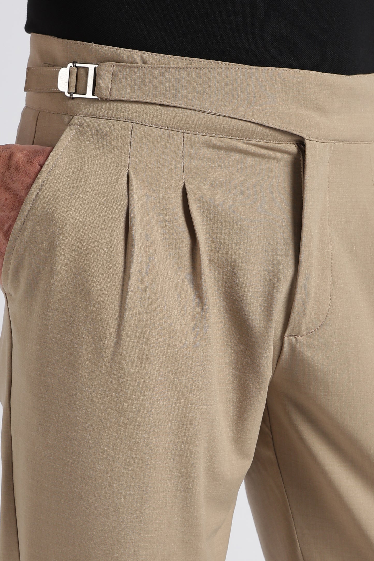 Beige Classic Gurkha Trousers - Slim Fit