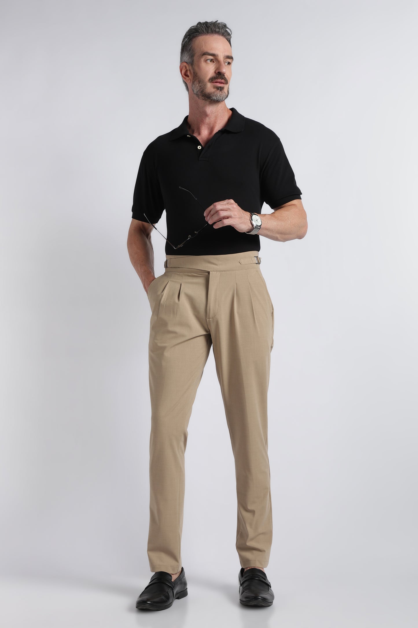 Beige Classic Gurkha Trousers - Slim Fit