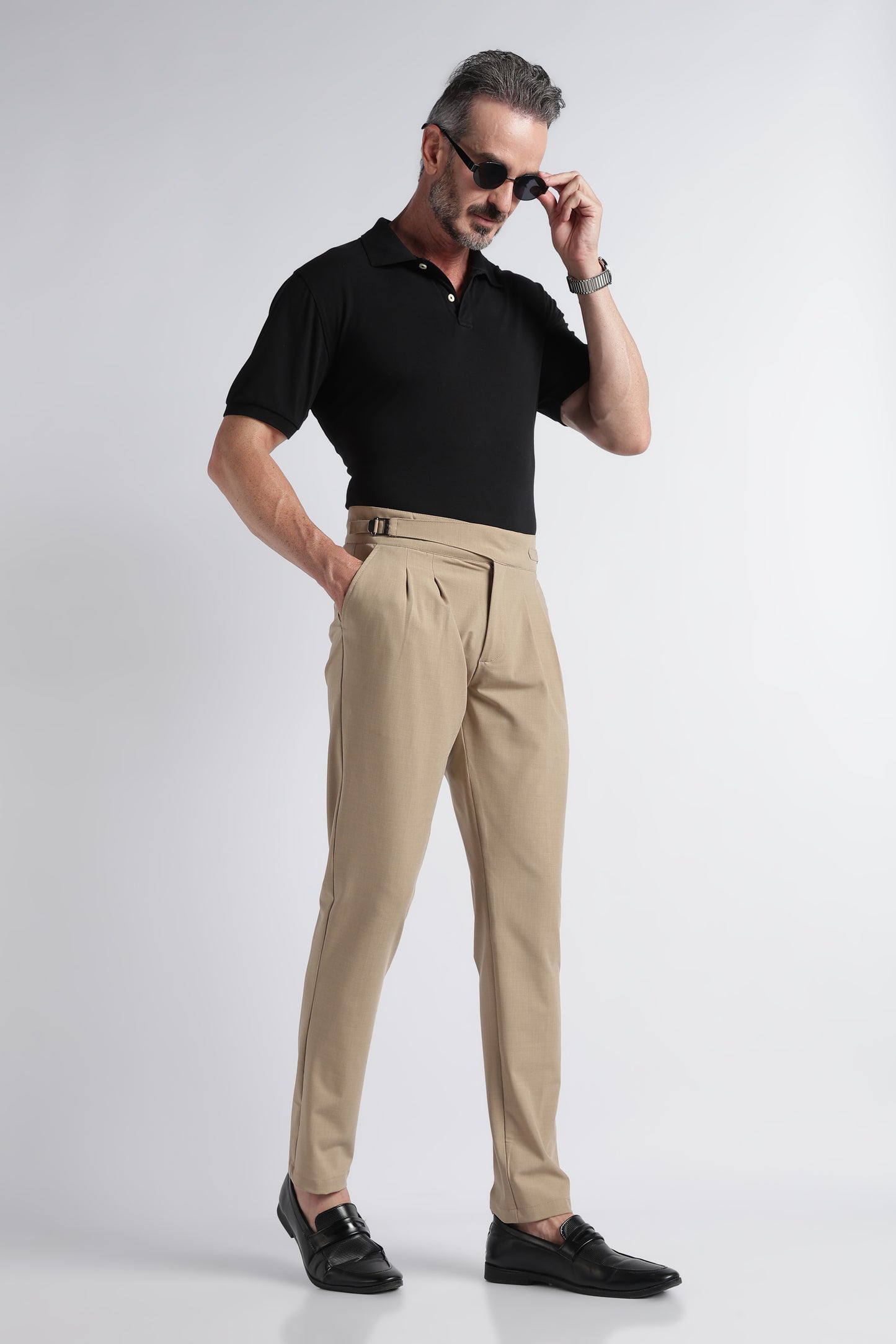 Beige Classic Gurkha Trousers - Slim Fit