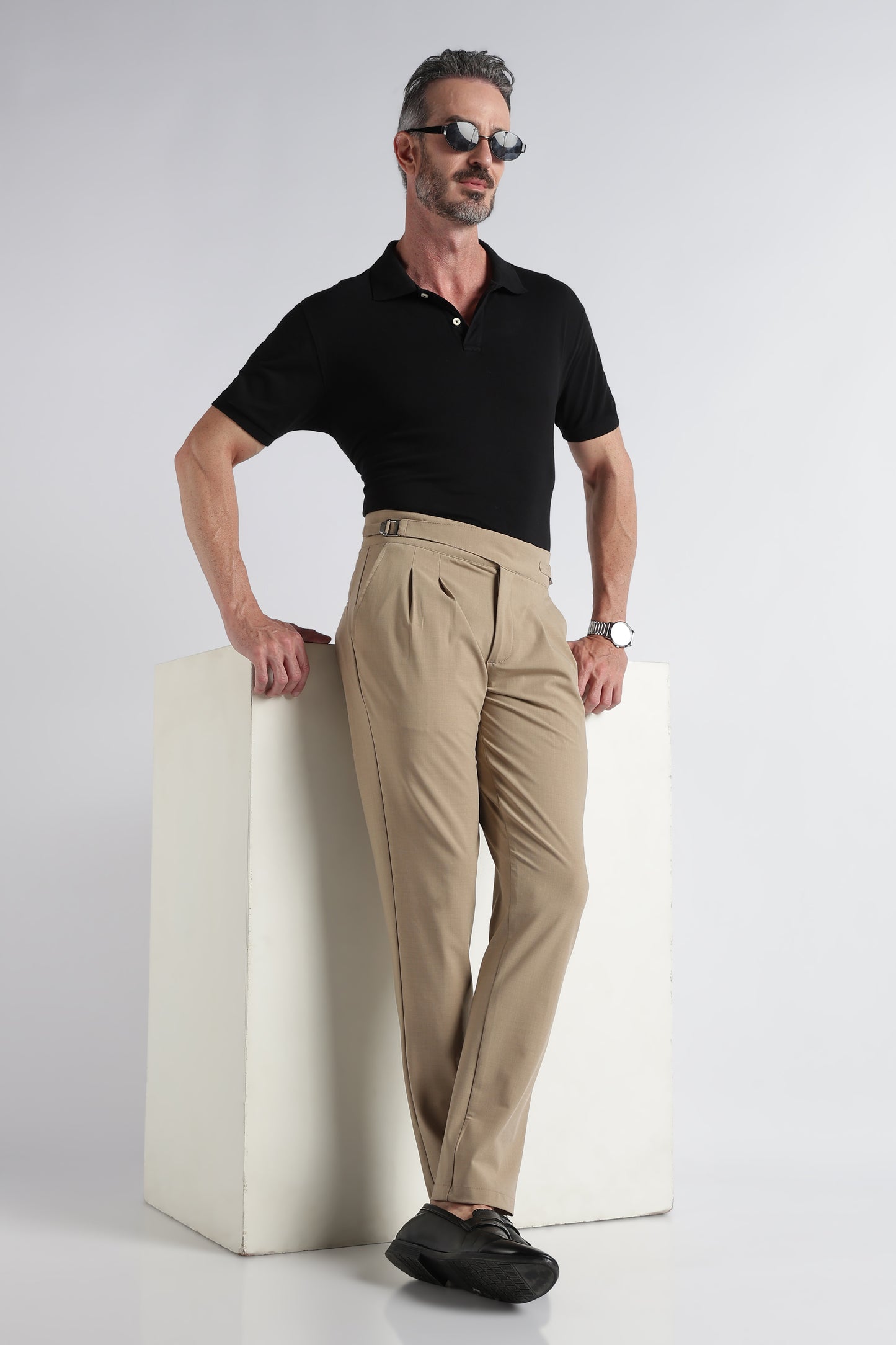 Beige Classic Gurkha Trousers - Slim Fit