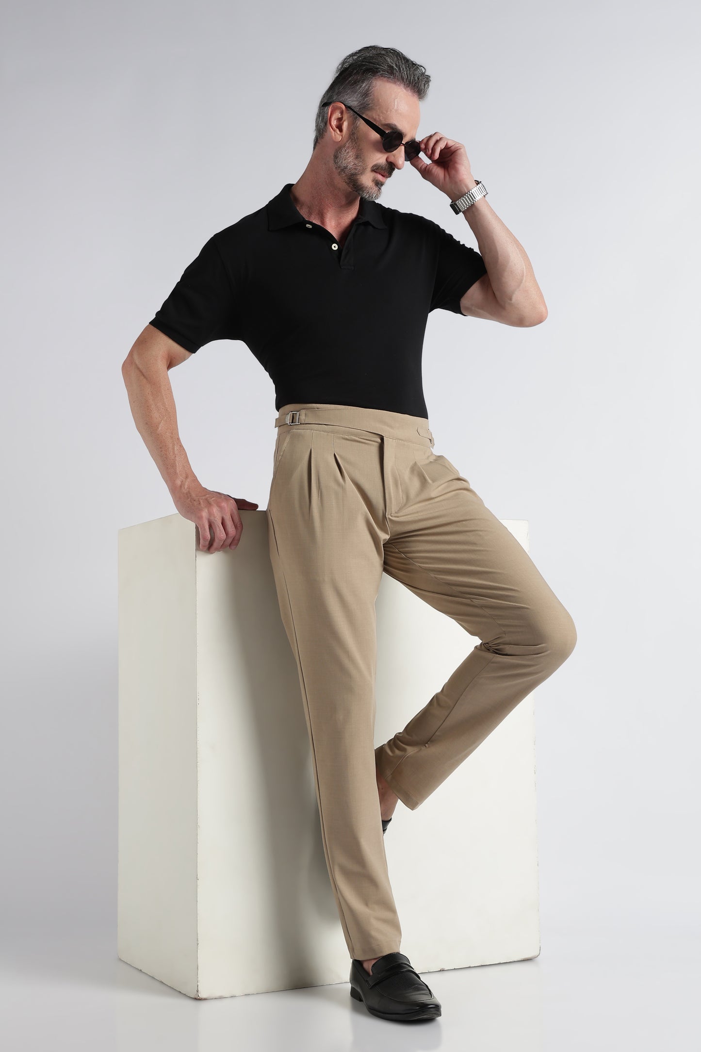 Beige Classic Gurkha Trousers - Slim Fit