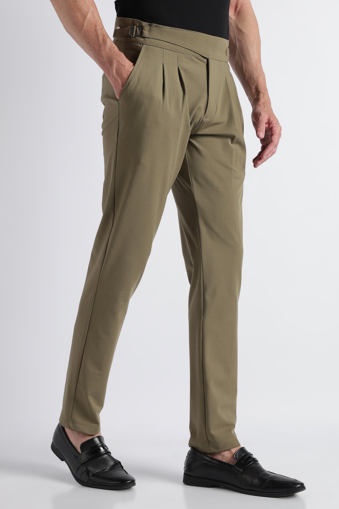 Olive Classic Gurkha Trousers - Slim Fit