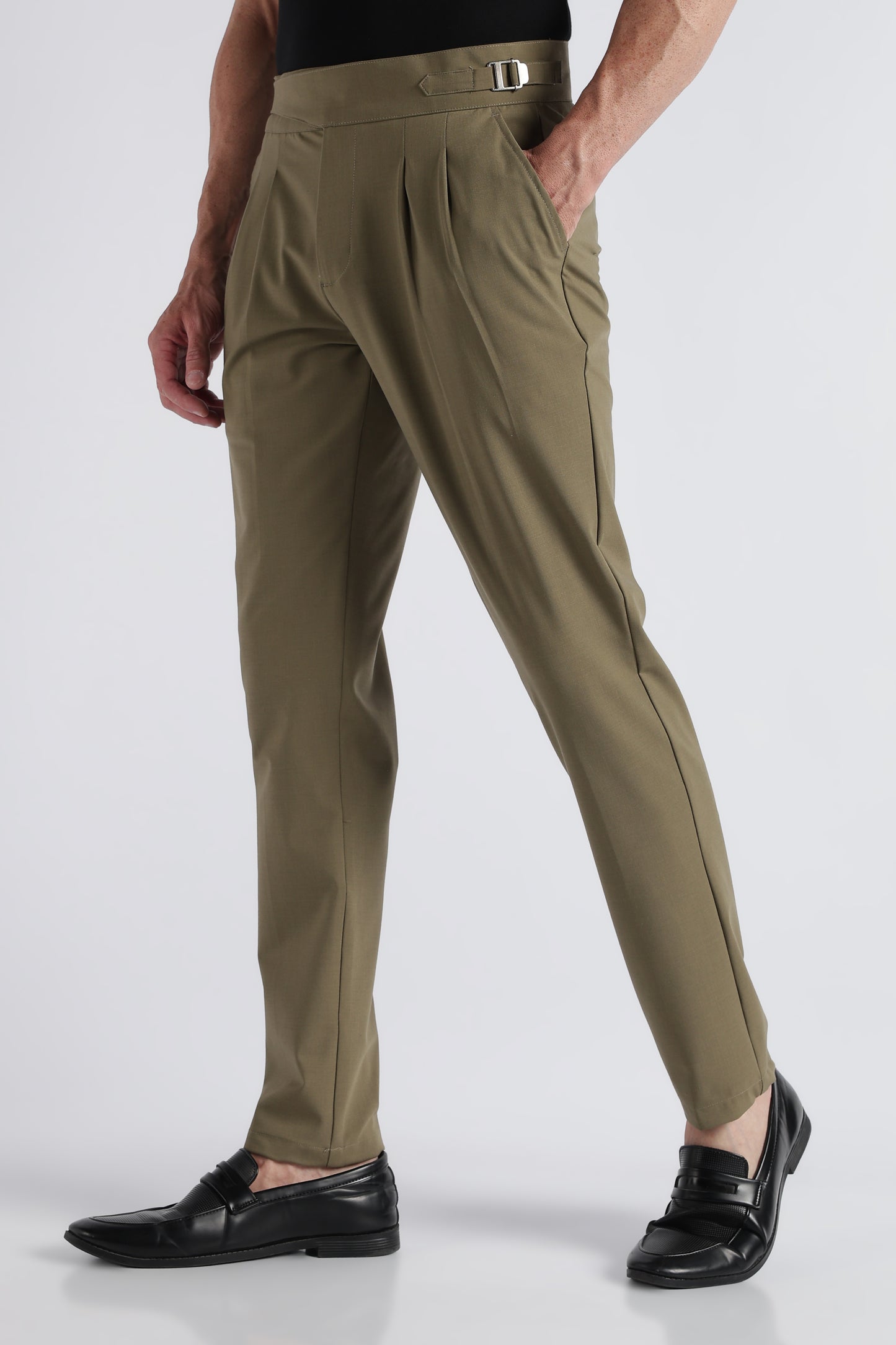 Olive Classic Gurkha Trousers - Slim Fit