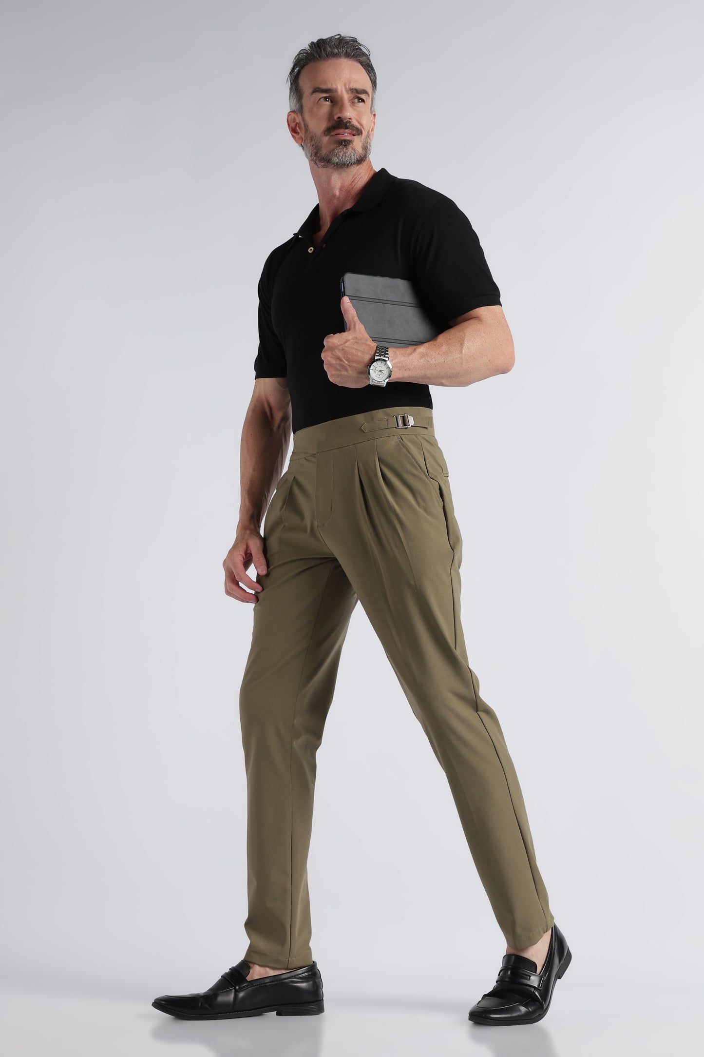 Olive Classic Gurkha Trousers - Slim Fit