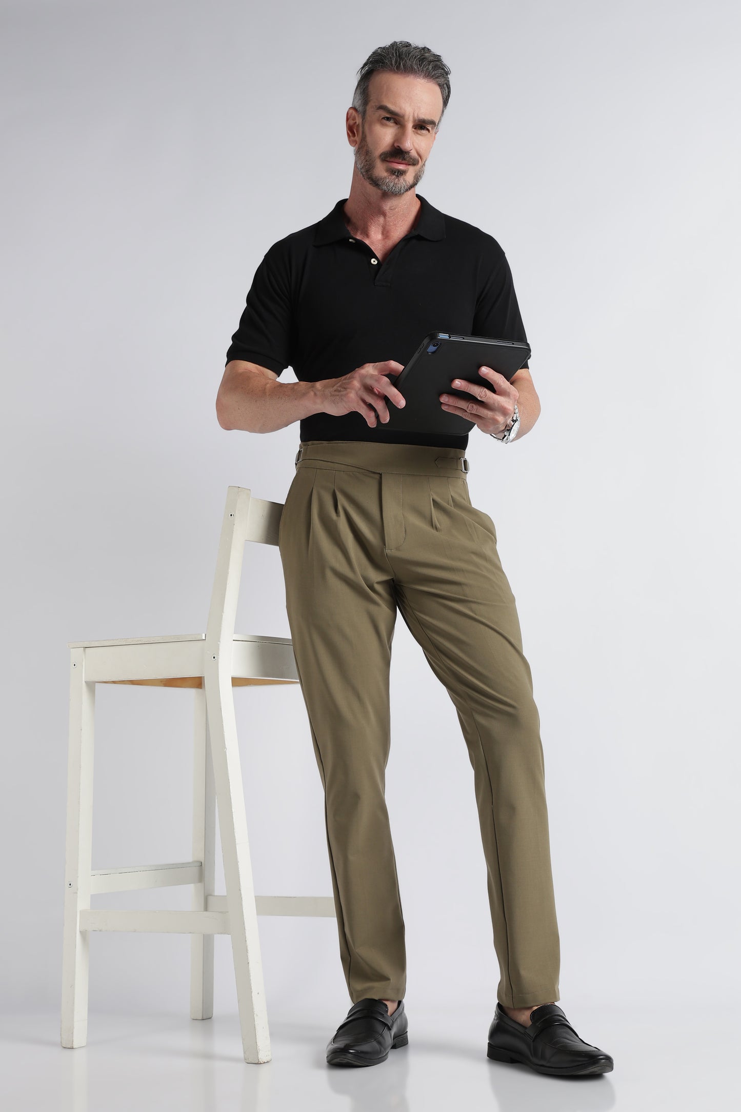 Olive Classic Gurkha Trousers - Slim Fit