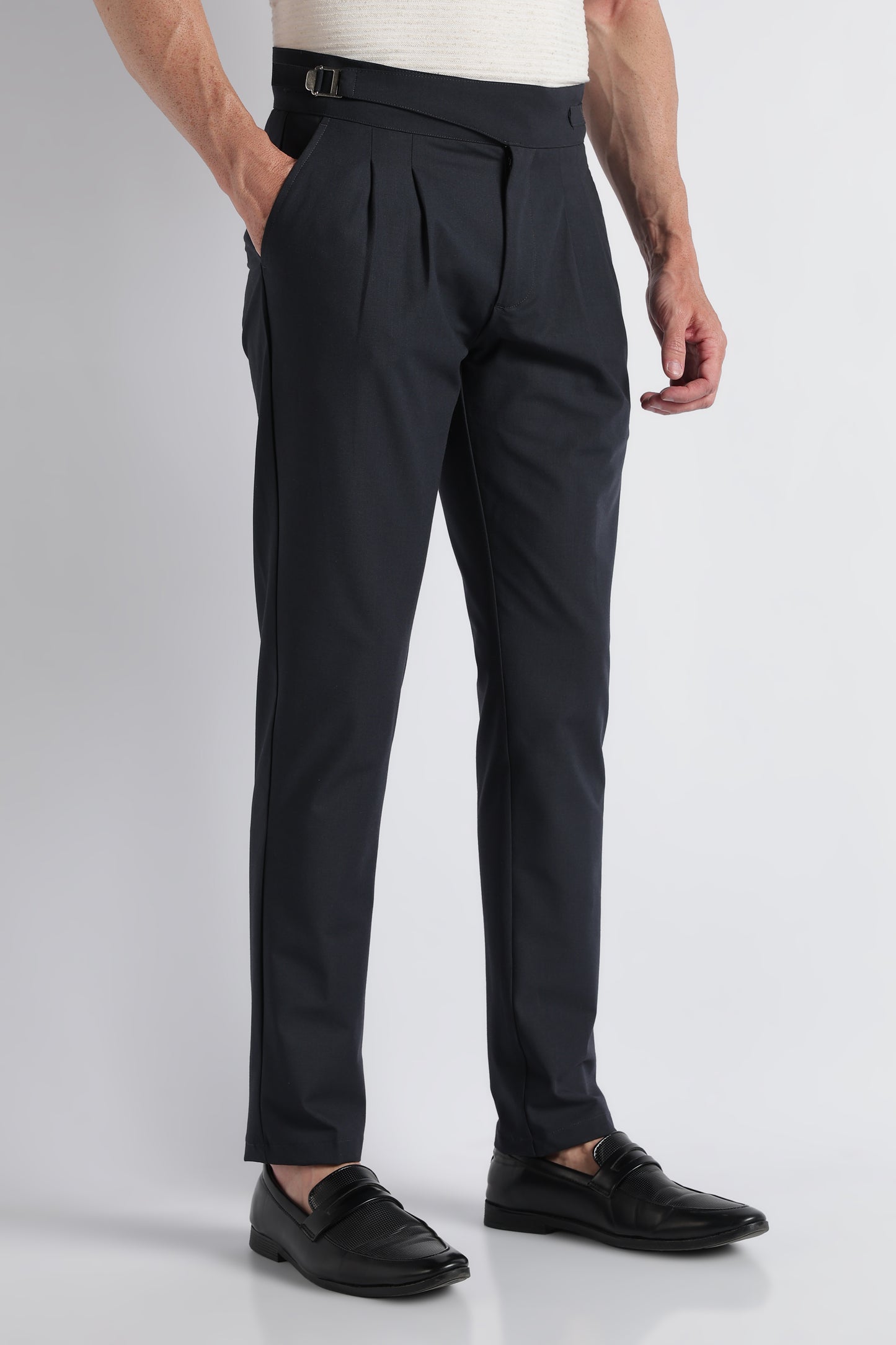Navy Classic Gurkha Trousers - Slim Fit