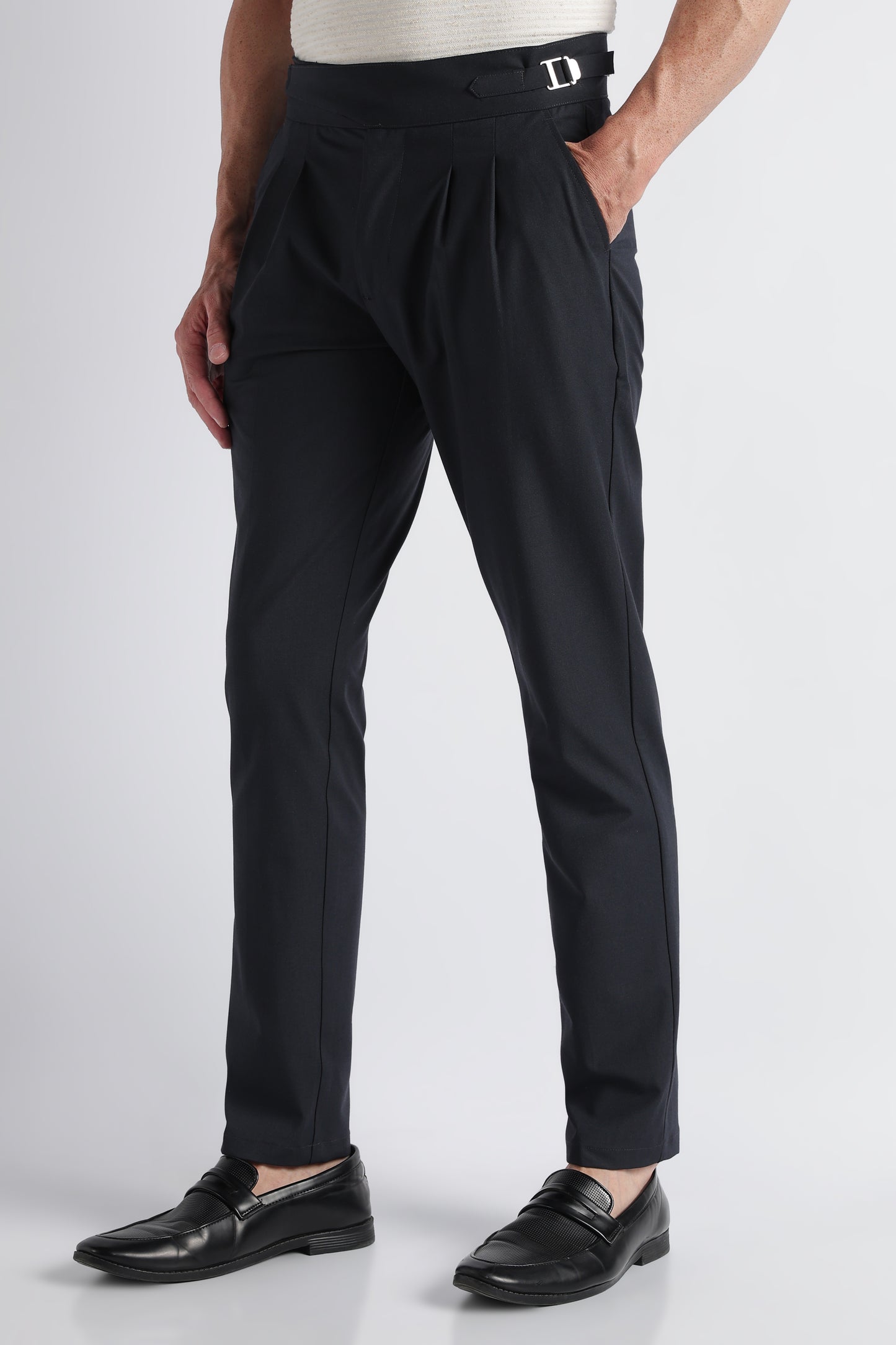Navy Classic Gurkha Trousers - Slim Fit