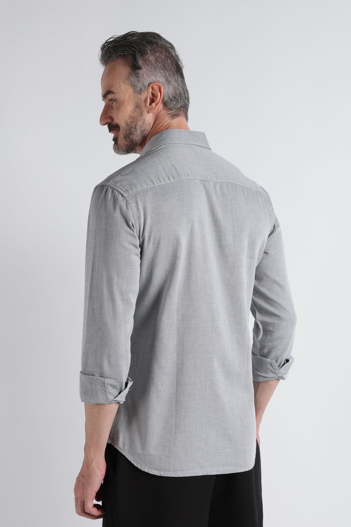 Grey Solid Shirt - Slim Fit Casual