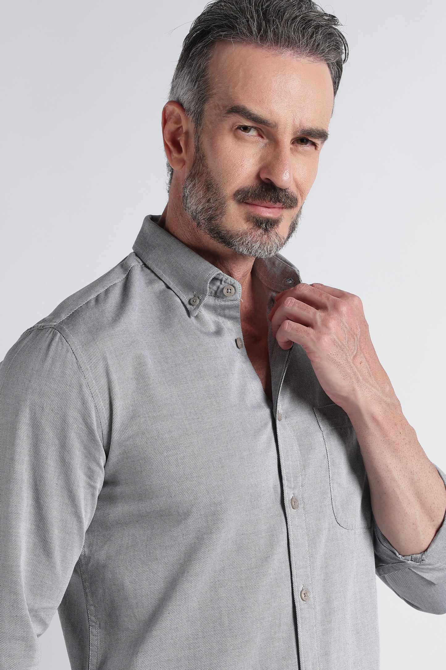 Grey Solid Shirt - Slim Fit Casual