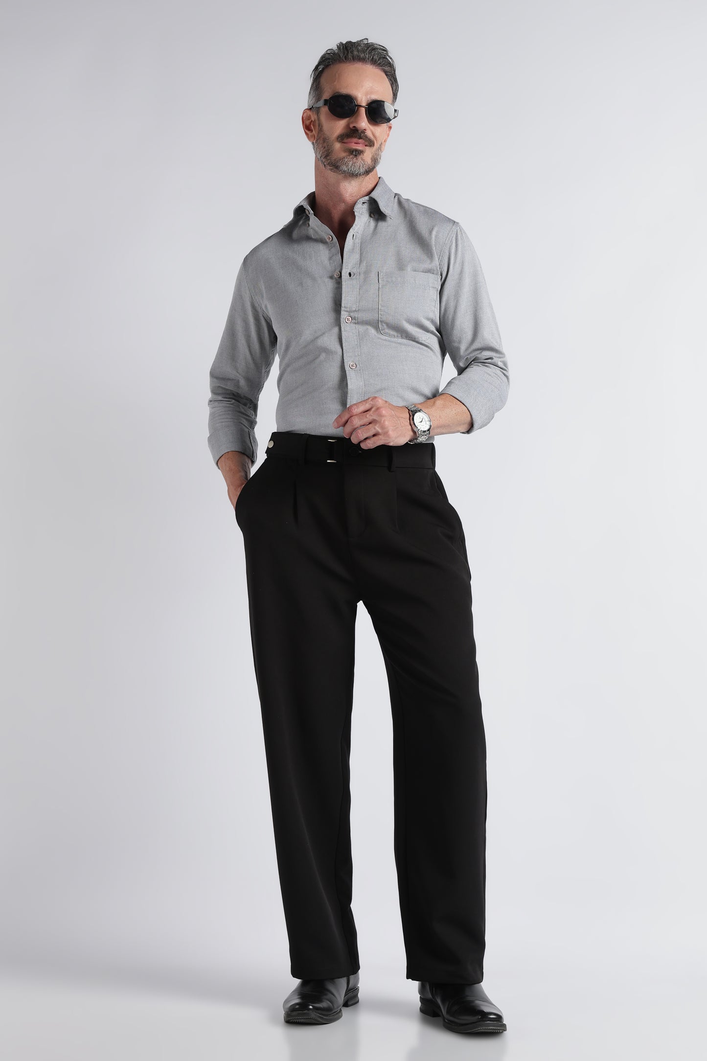 Grey Solid Shirt - Slim Fit Casual