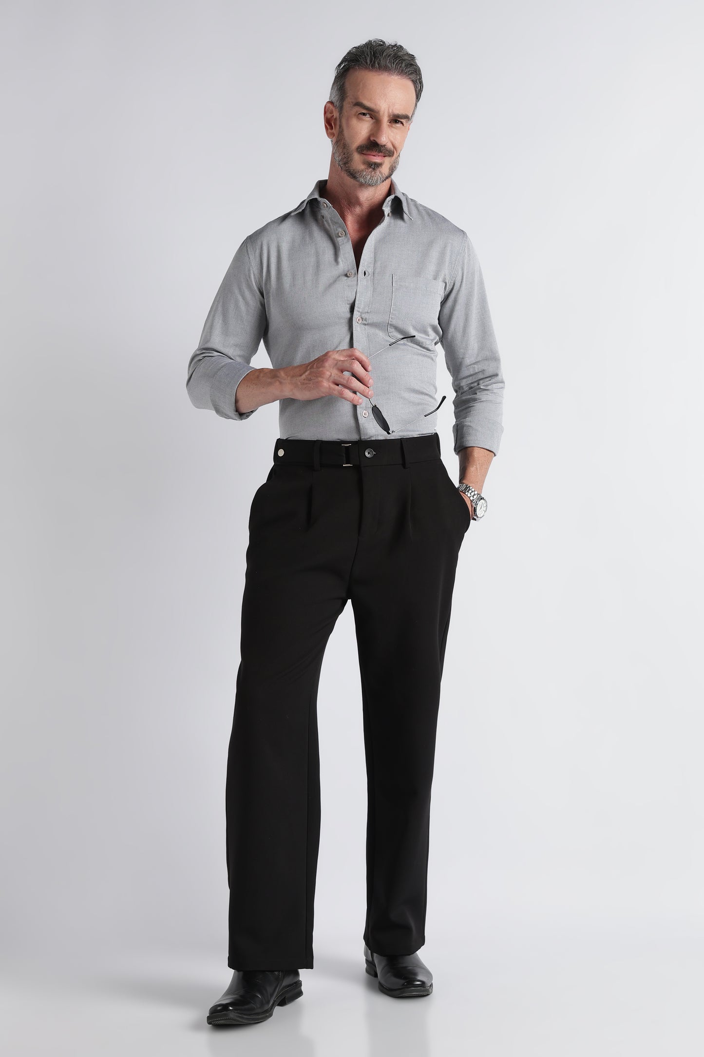 Grey Solid Shirt - Slim Fit Casual