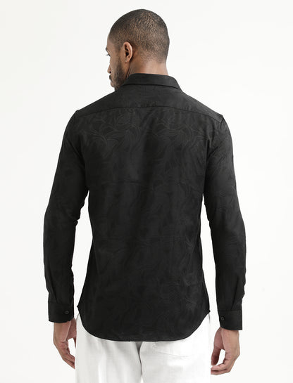Nylon Self-Design Shirt Black
