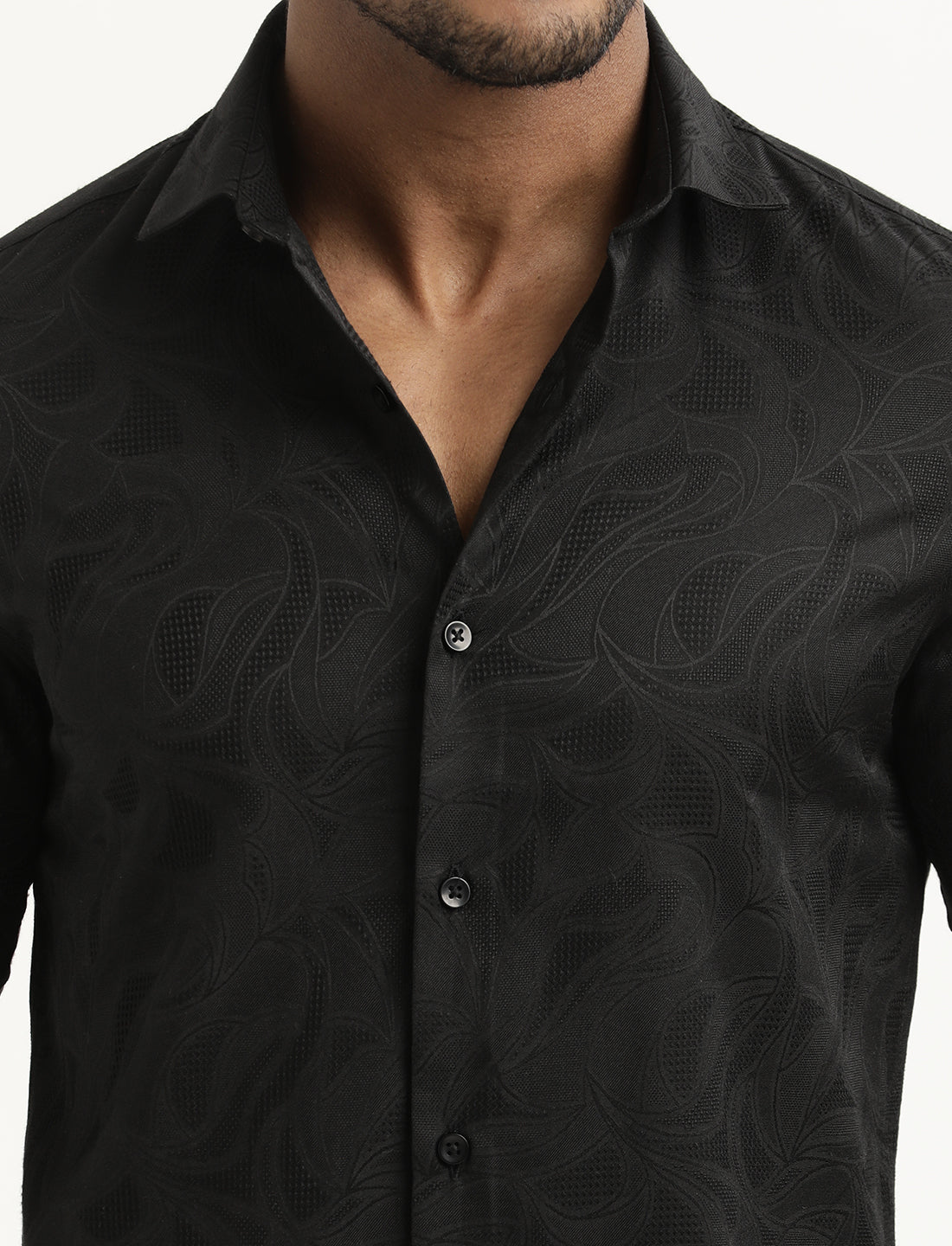 Nylon Self-Design Shirt Black