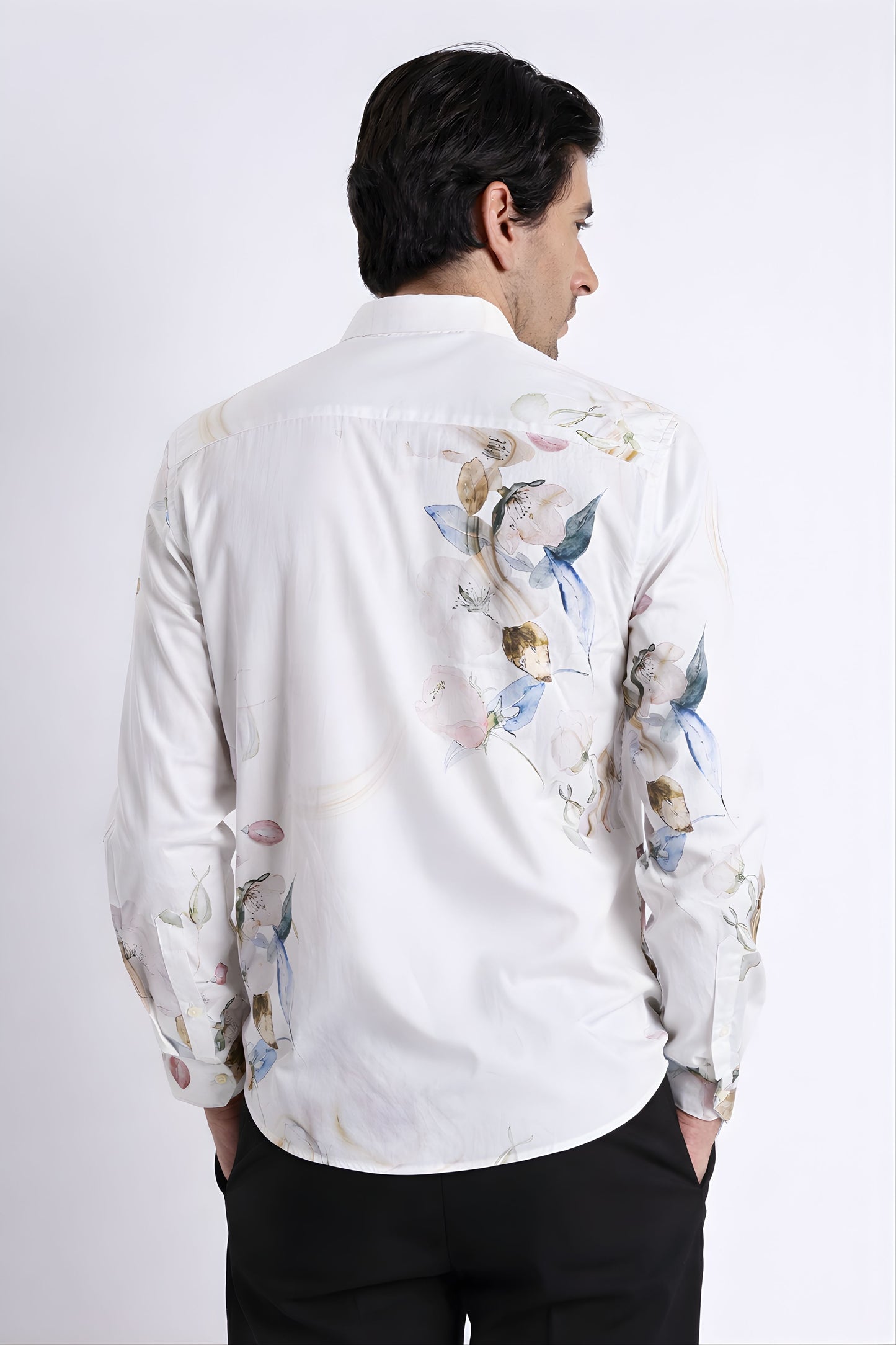 Floral Digital Print Shirt White