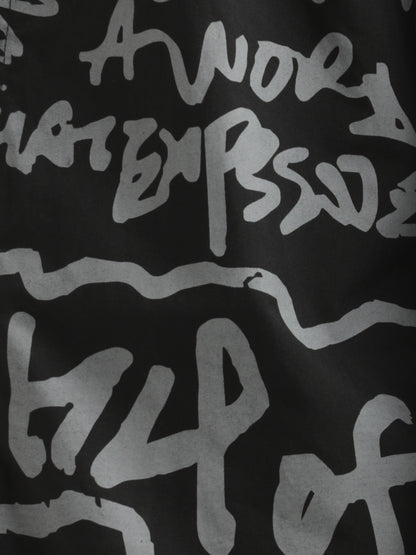 Oversized Cotton Shirt – Scribble Statement Black