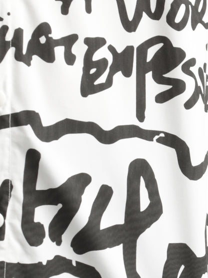 Oversized Cotton Shirt – Scribble Statement White