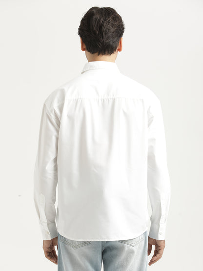 Oversized Cotton Shirt – Scribble Statement White