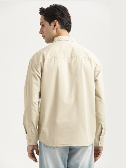 Oversized Cotton Shirt – Scribble Statement Cream