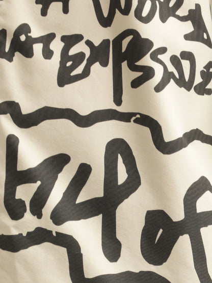 Oversized Cotton Shirt – Scribble Statement Cream