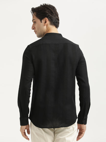 Self-Textured Cotton Shirt Black