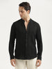 Self-Textured Cotton Shirt Black